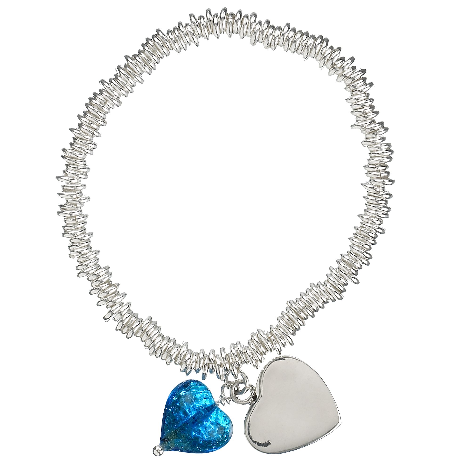 Martick Jewellery Gold Sparkle Murano Heart Bracelet, Blue