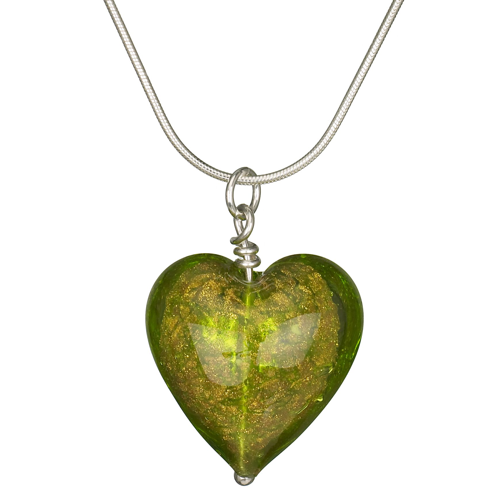 Martick Jewellery Murano Heart Large Pendant, Green