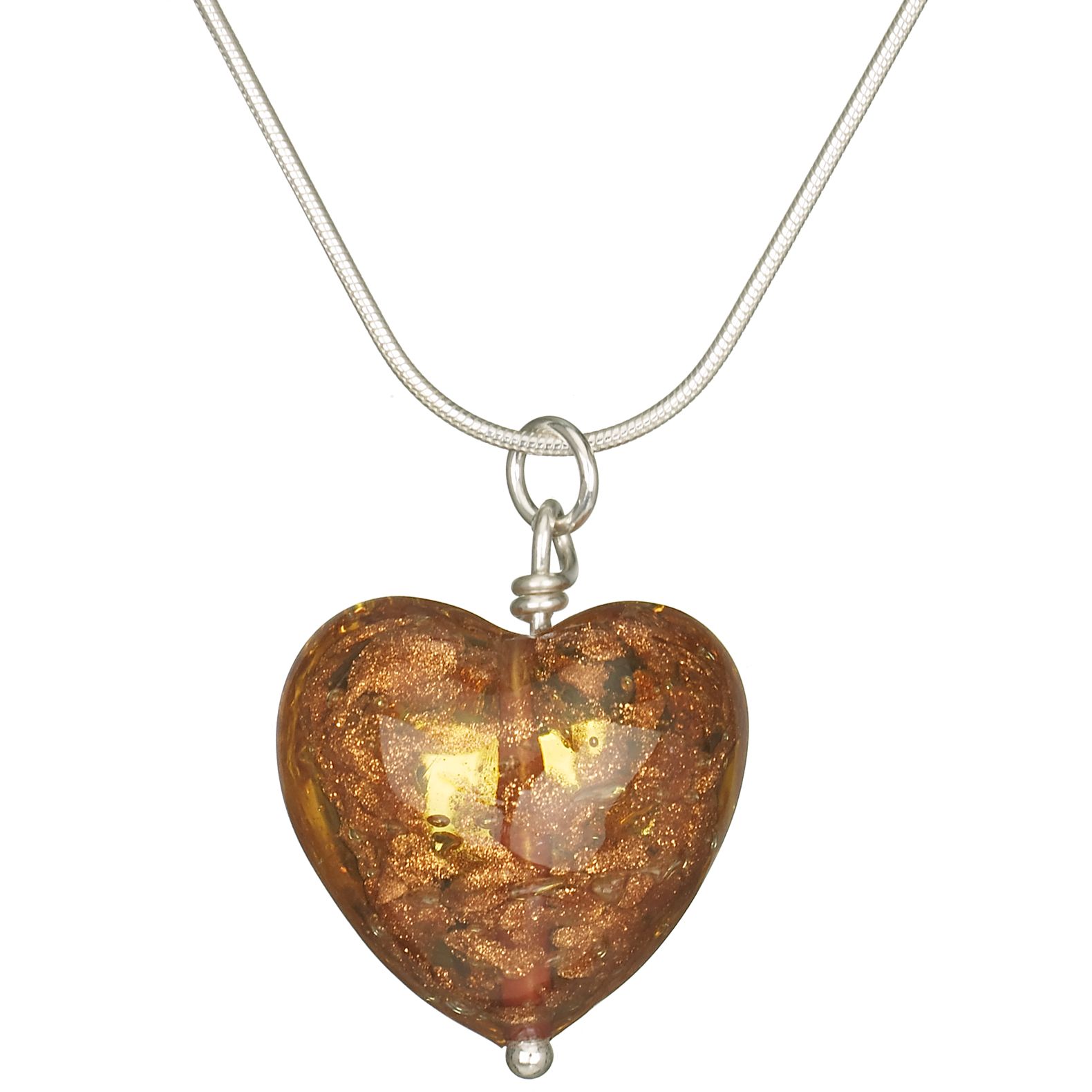 Martick Jewellery Murano Heart Large Pendant, Amber