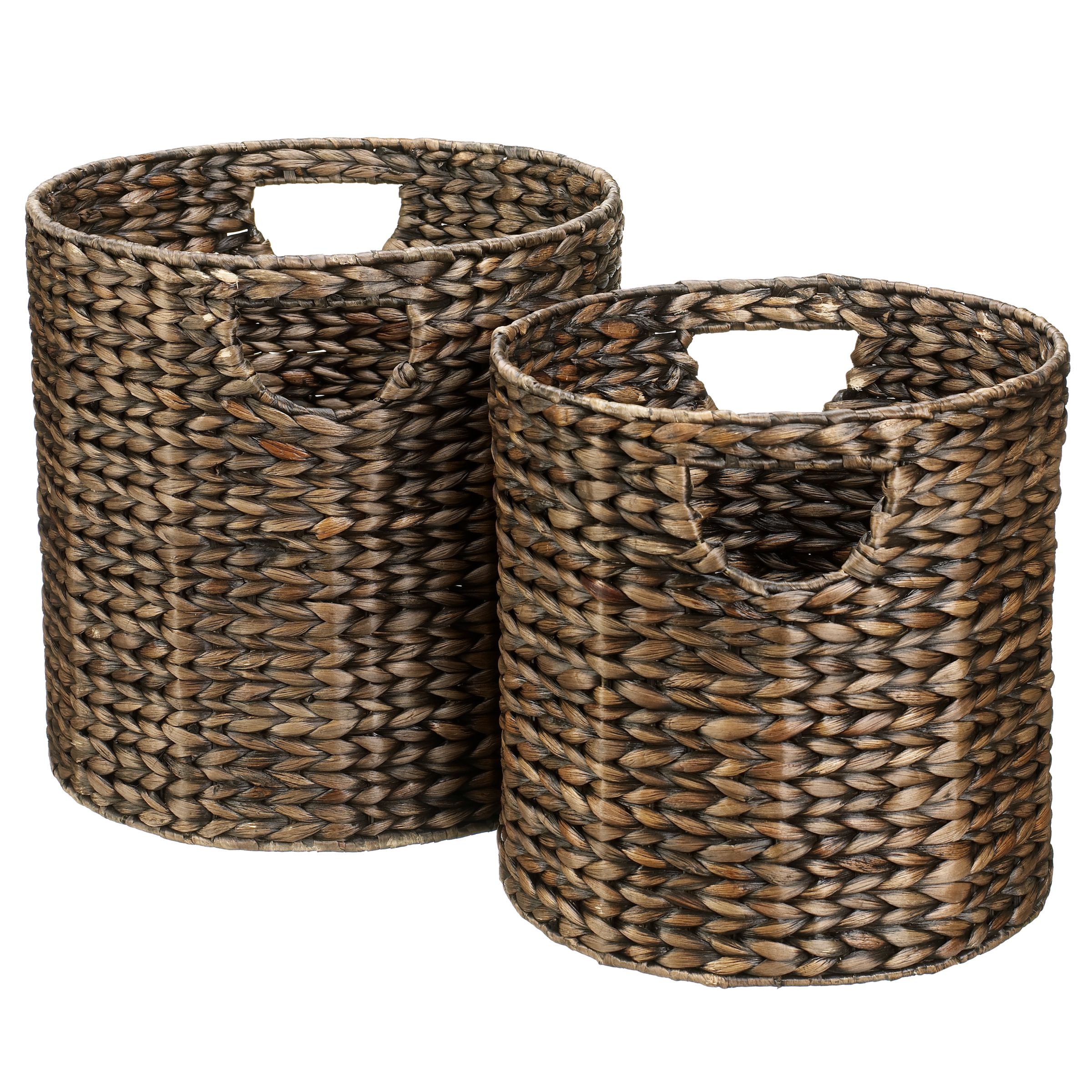 Water Hyacinth Weave Round Baskets, Coco, Set of 2