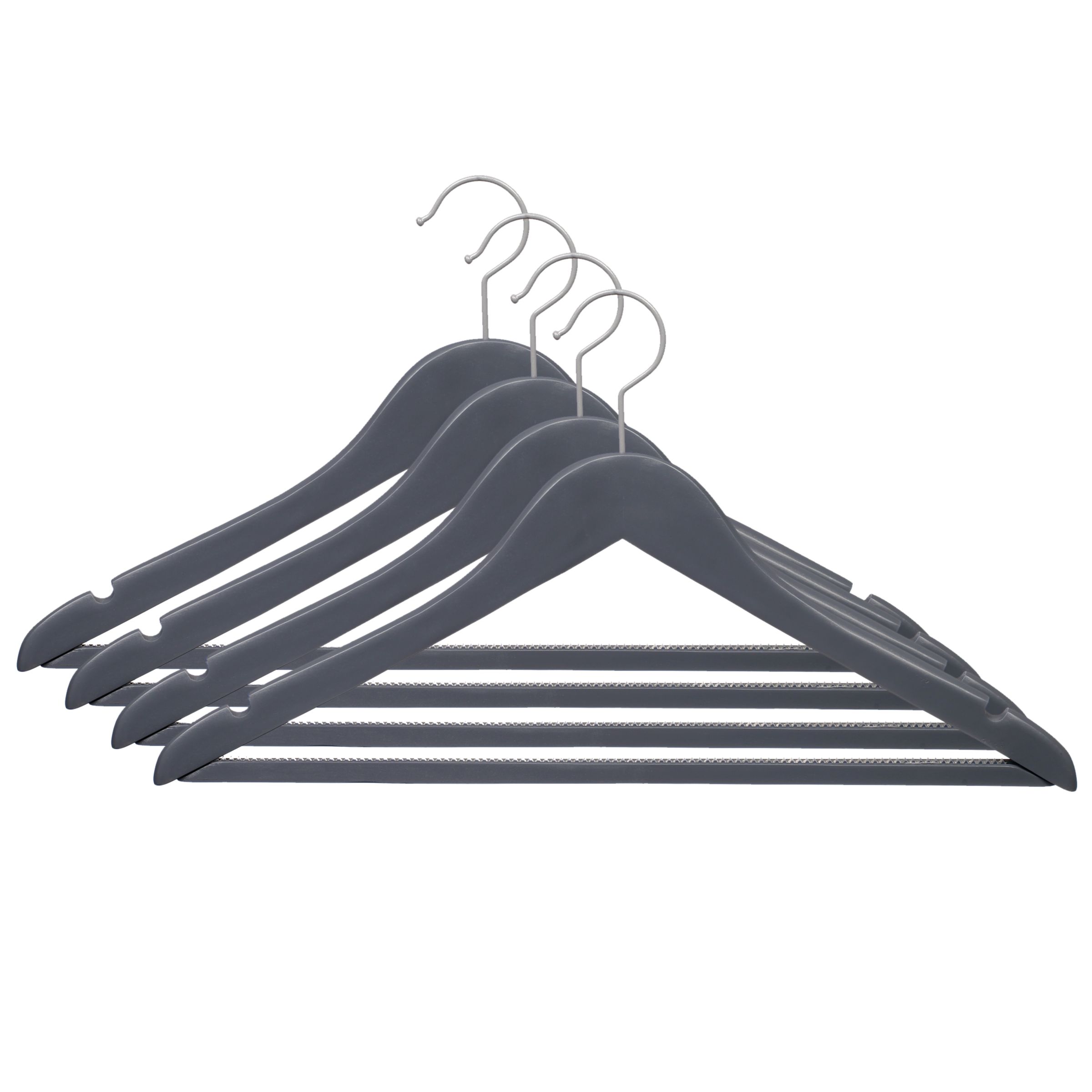 John Lewis Wooden Hangers Grey Pack of 4