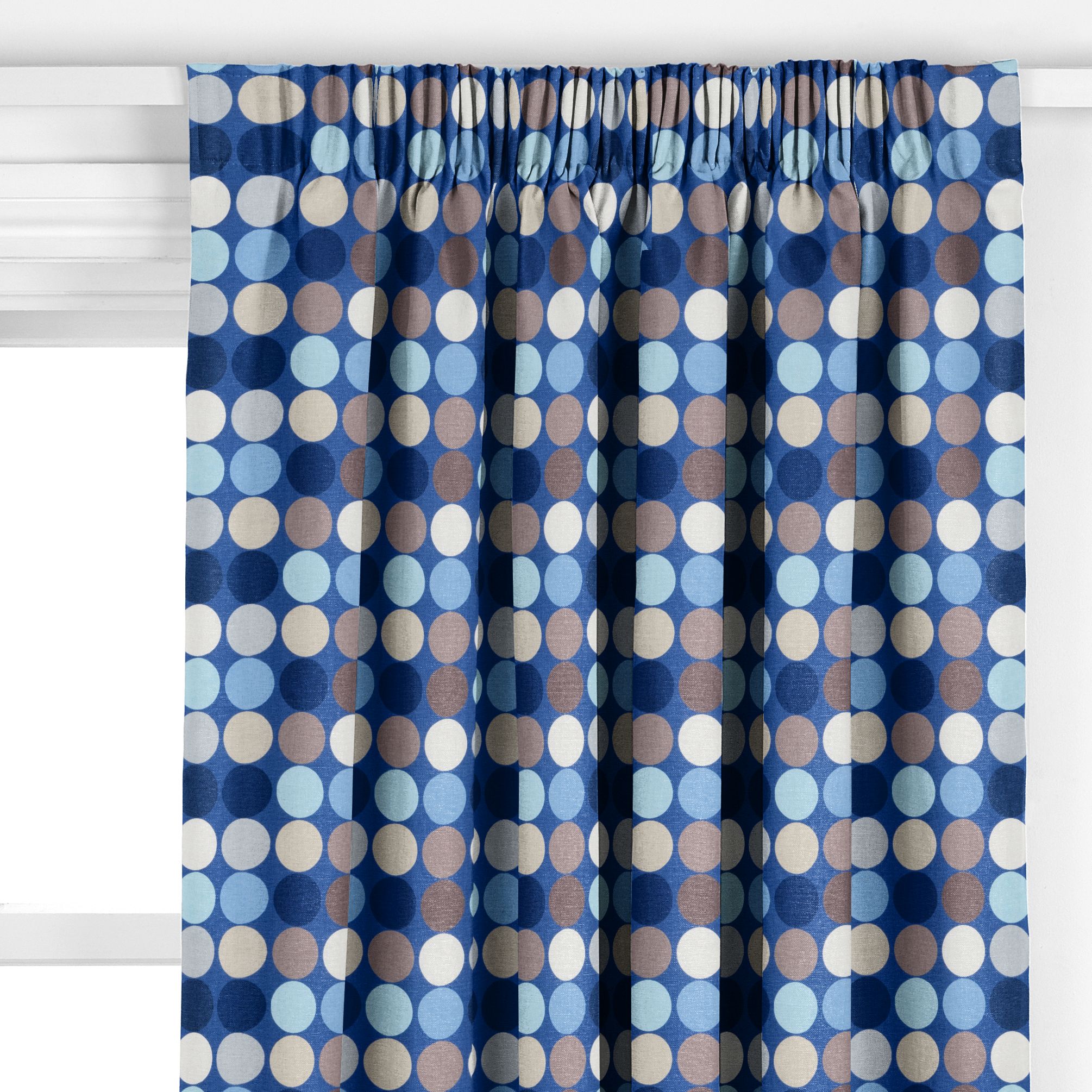 John Lewis Disc Pencil Pleat Curtains, Blue,