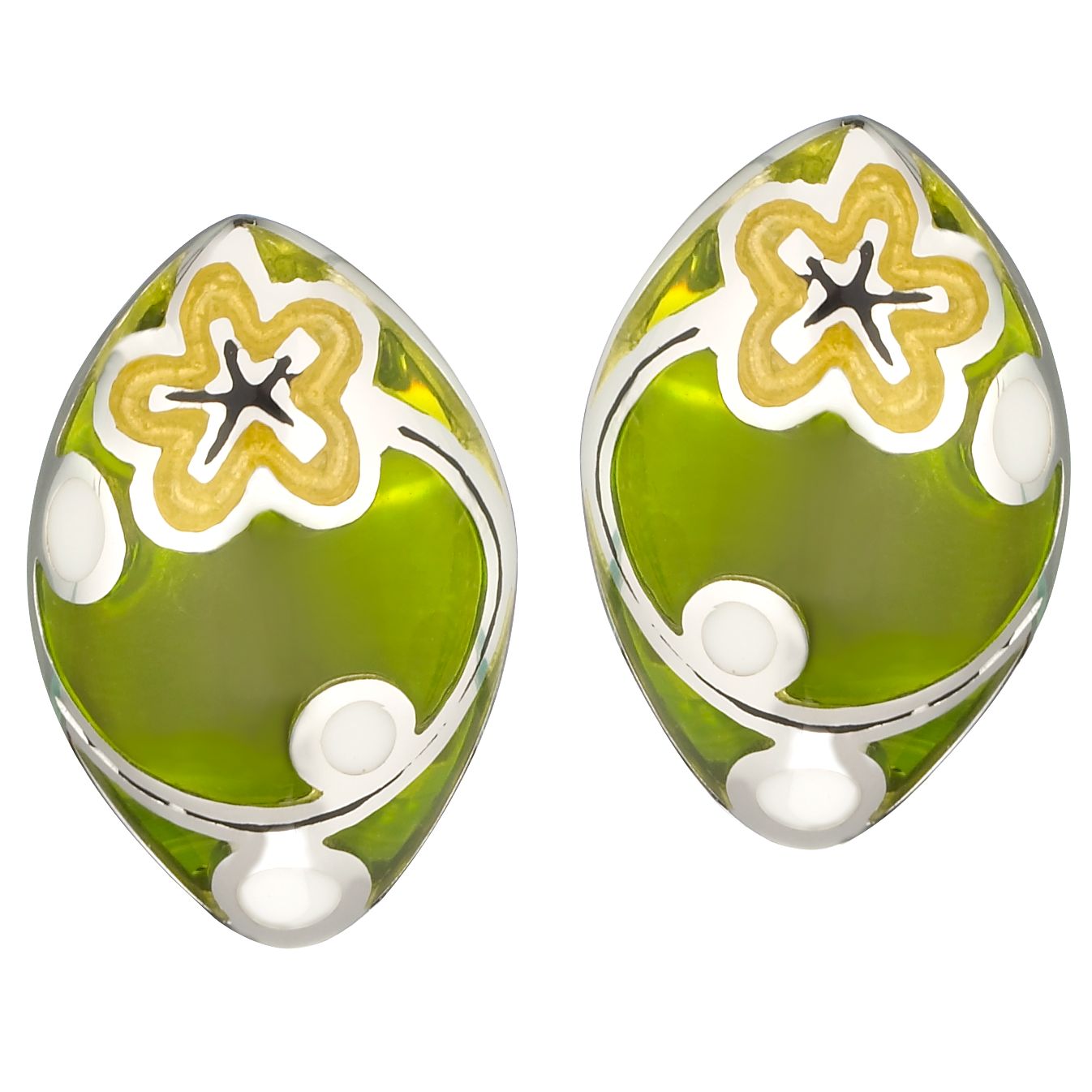 JouJou Floral Resin Clip Earrings, Lime
