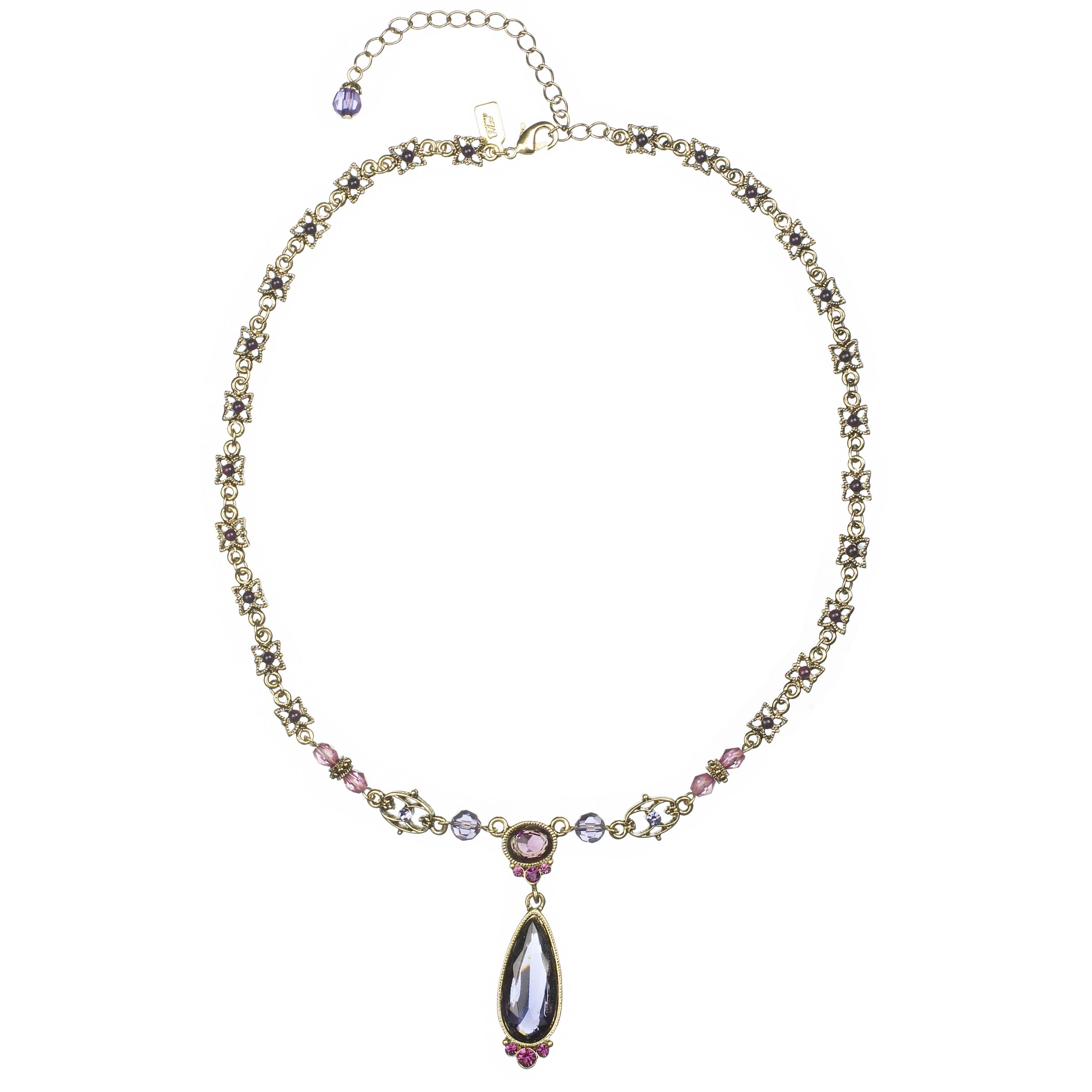 1928 Vintage Style Flower Necklace Amethyst