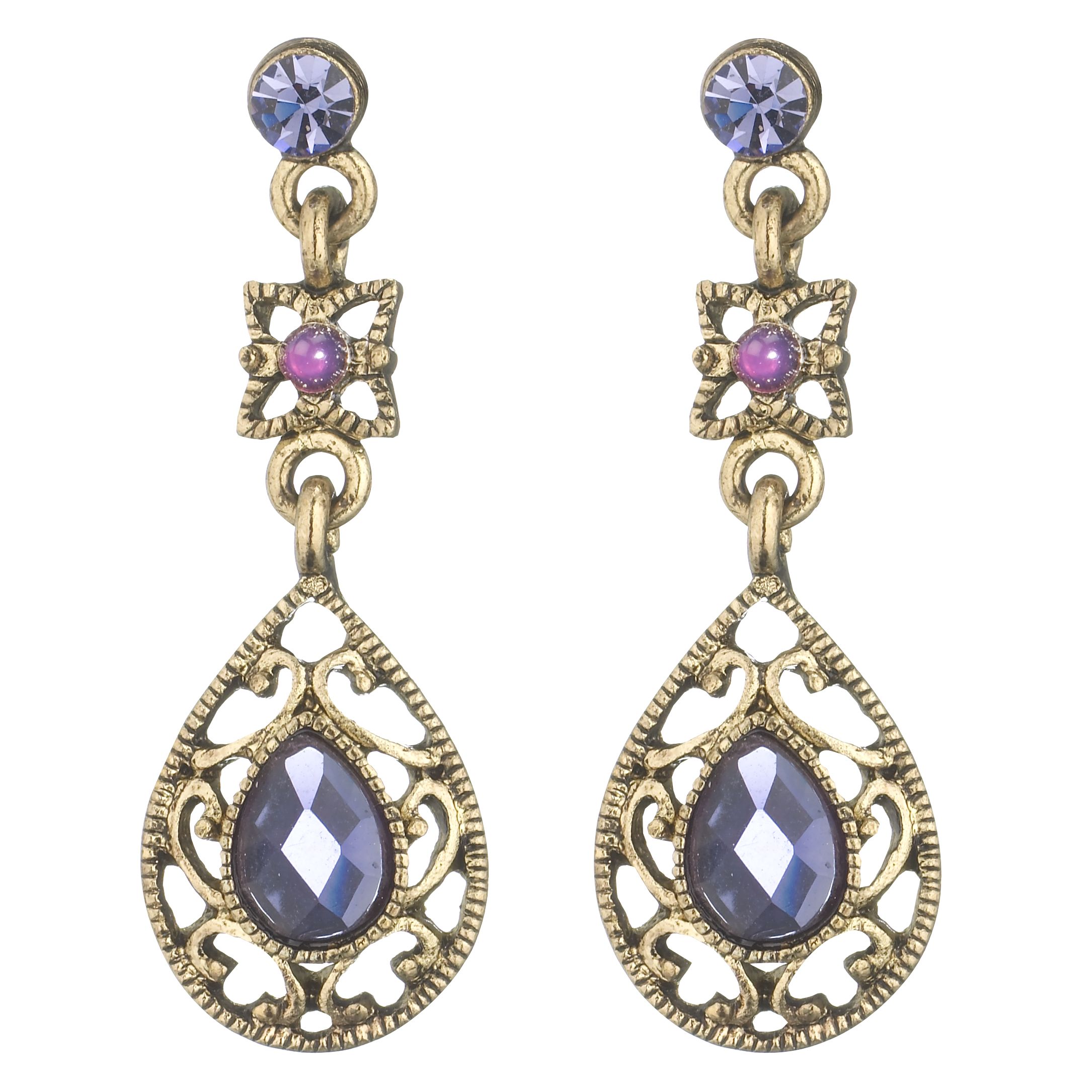 1928 Vintage Drop Earrings, Amethyst