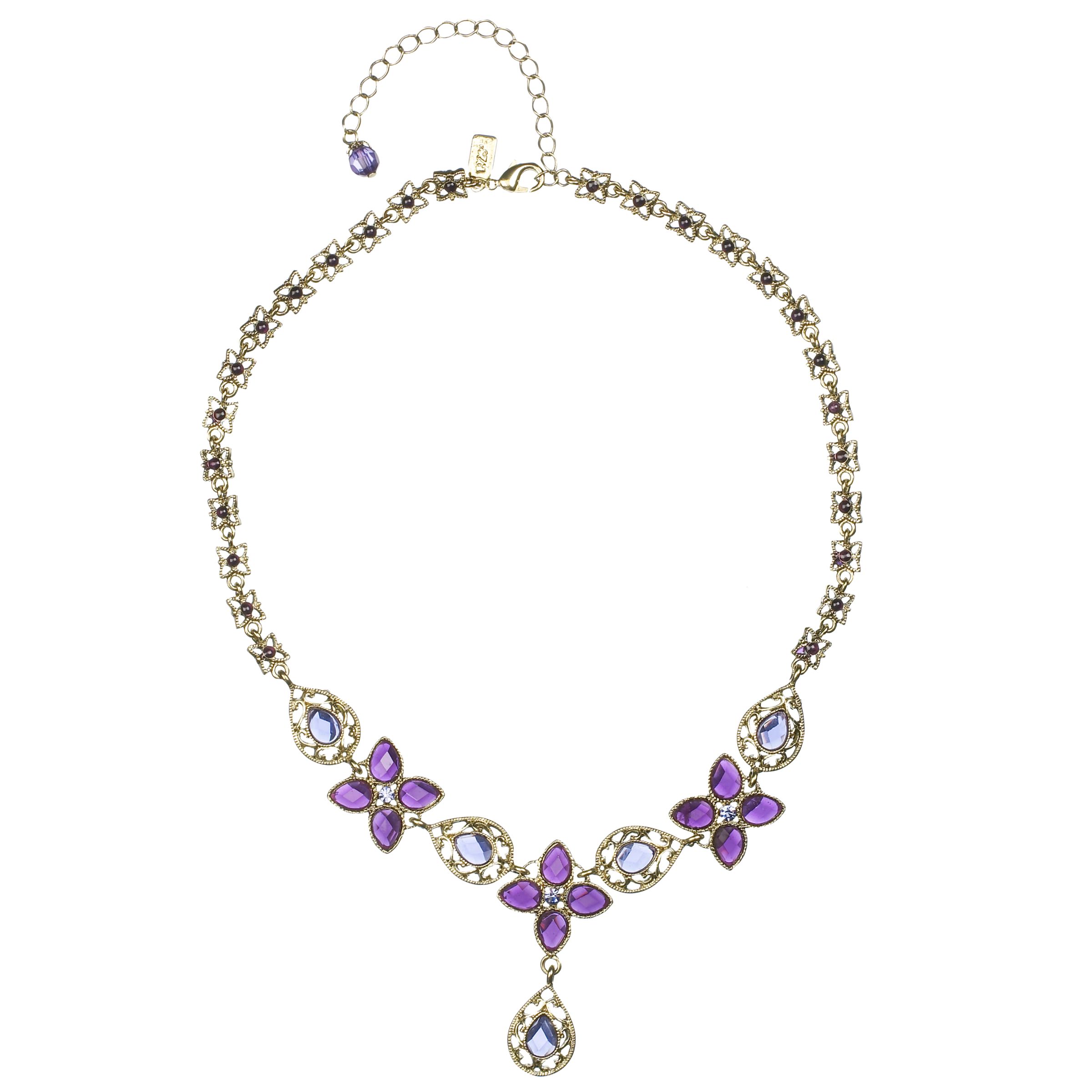 1928 Vintage Style Flower Necklace Amethyst