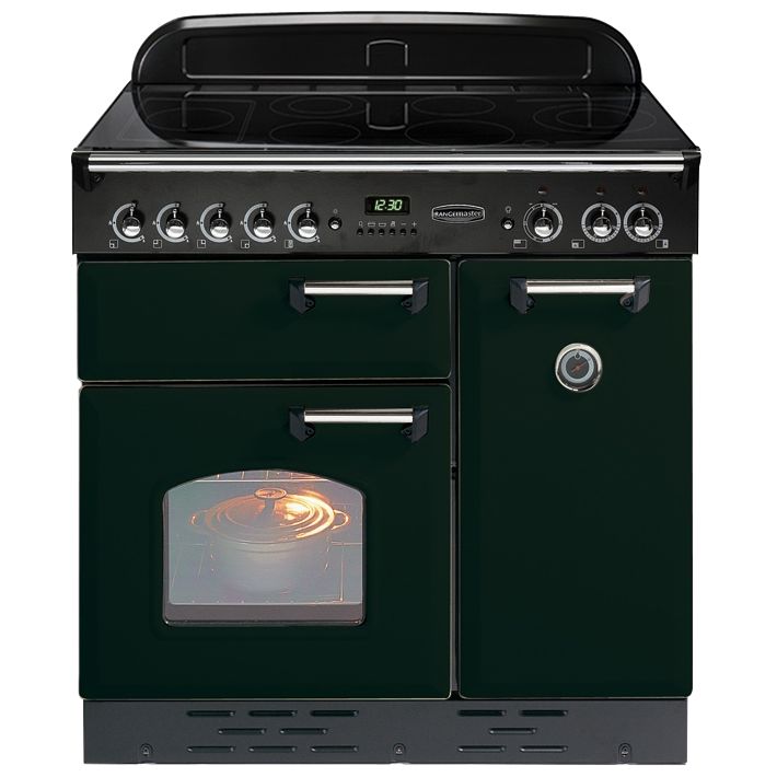 Rangemaster Classic 90 Electric Induction Range Cooker, Black/Chrome Trim at John Lewis