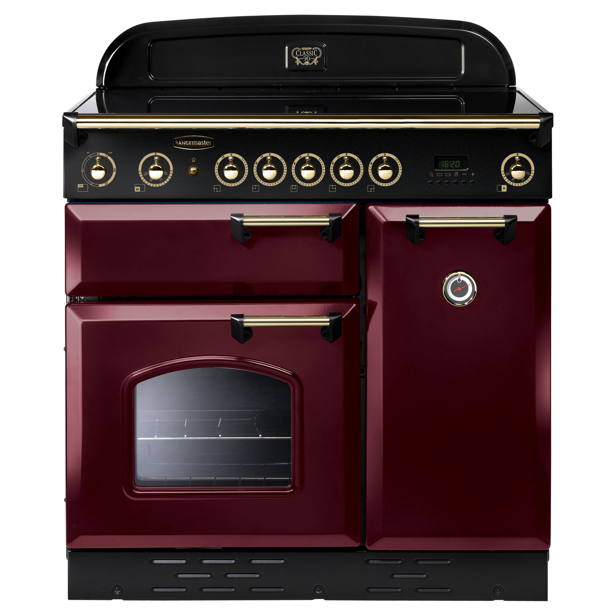 Rangemaster Classic 90 Electric Induction Range Cooker CranberryBrass Trim
