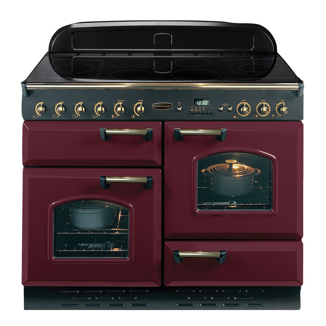 Rangemaster Classic 110 Electric Range Cooker CranberryBrass Trim