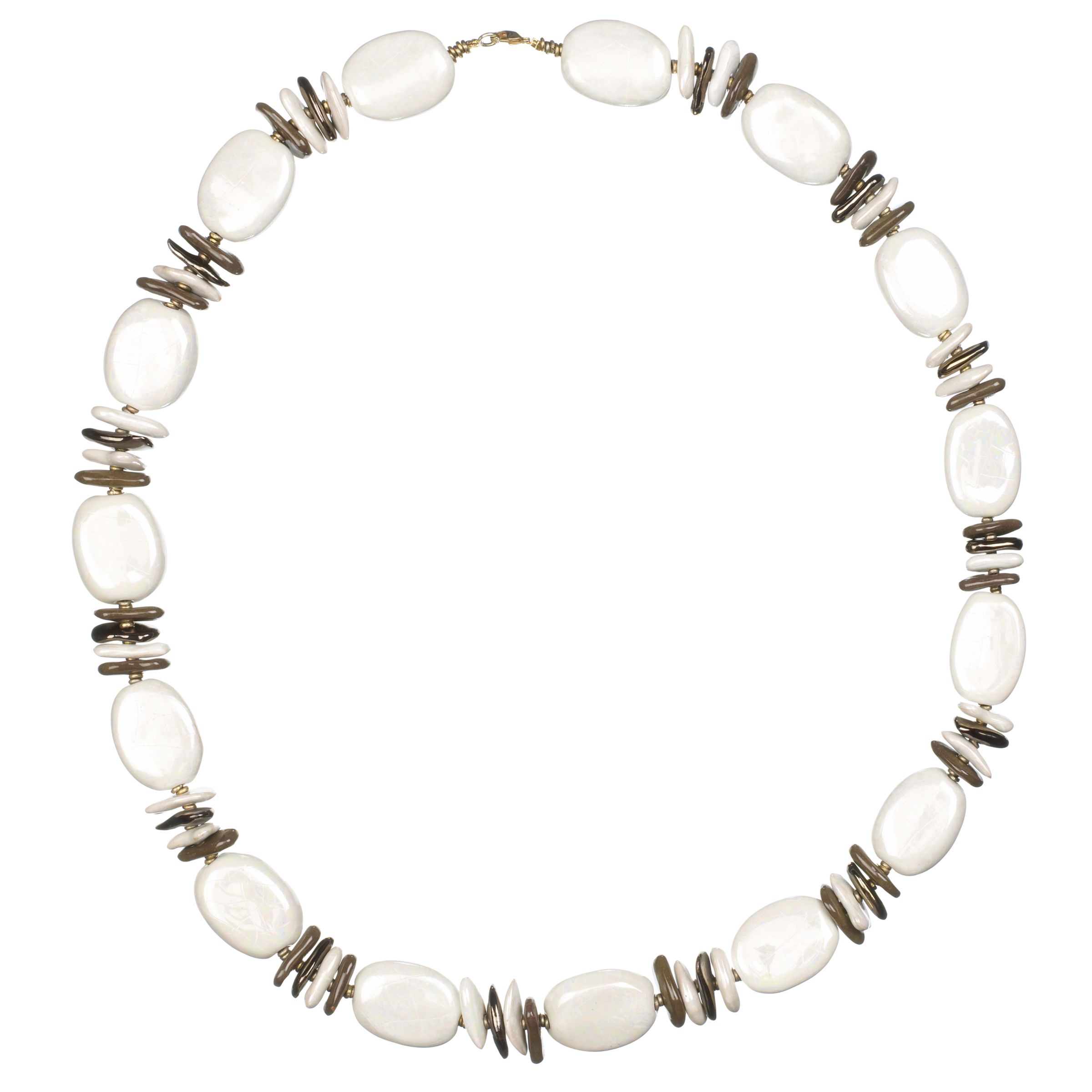 Kazuri Splashdown Ceramic Bead Necklace, Oyster
