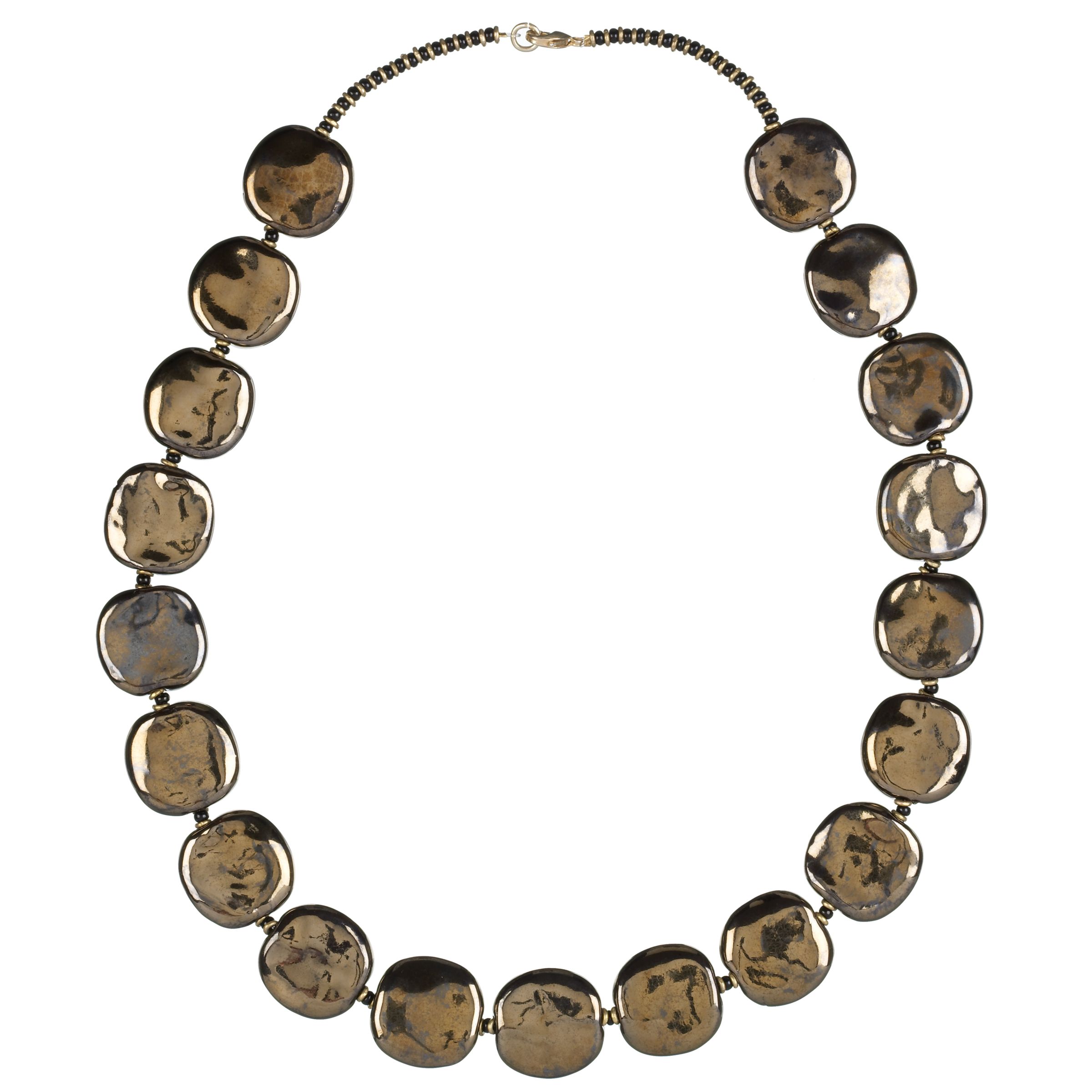 Kazuri Pita Pat Necklace, Gold