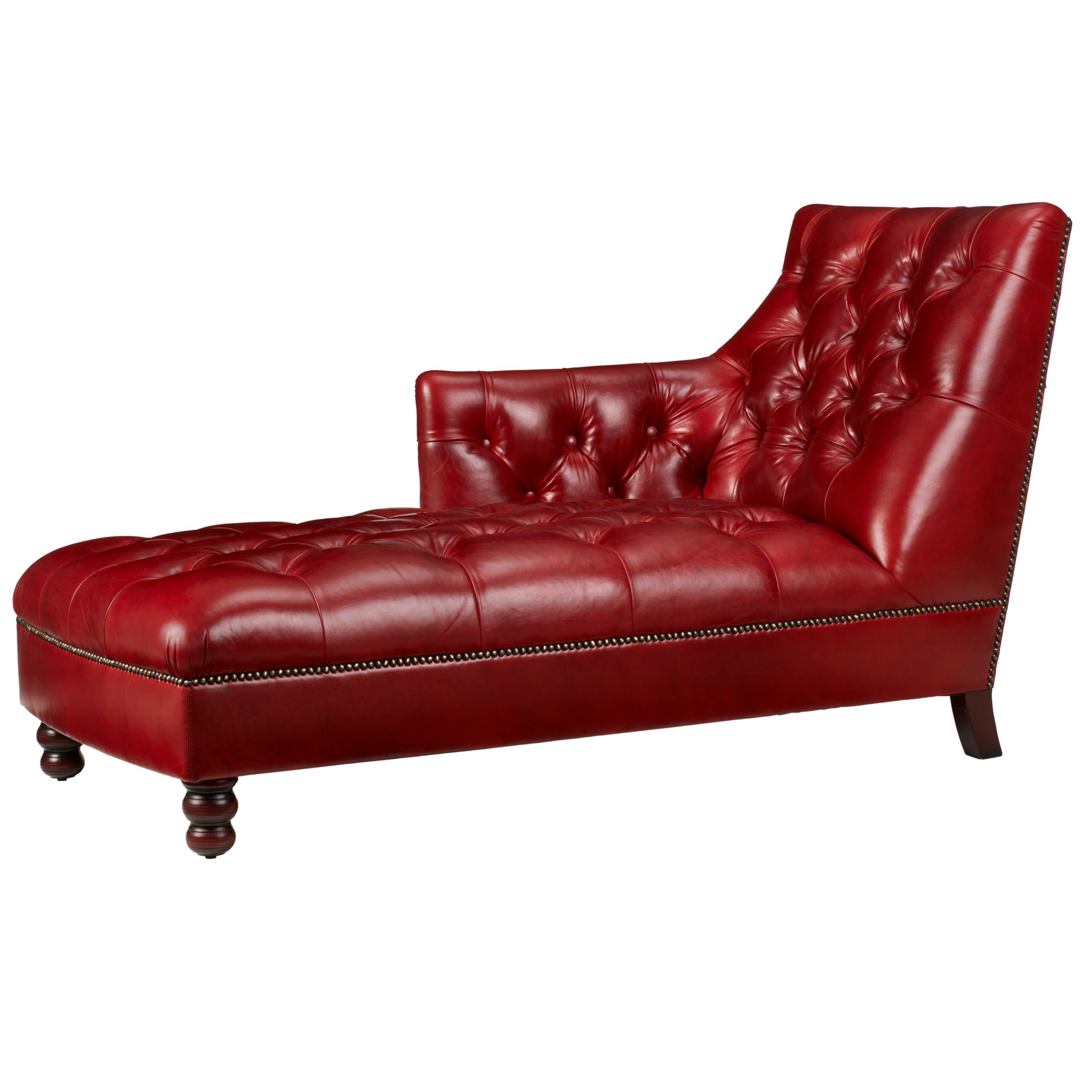 John Lewis Hamlet Leather Chaise Burgundy Left Hand Facing