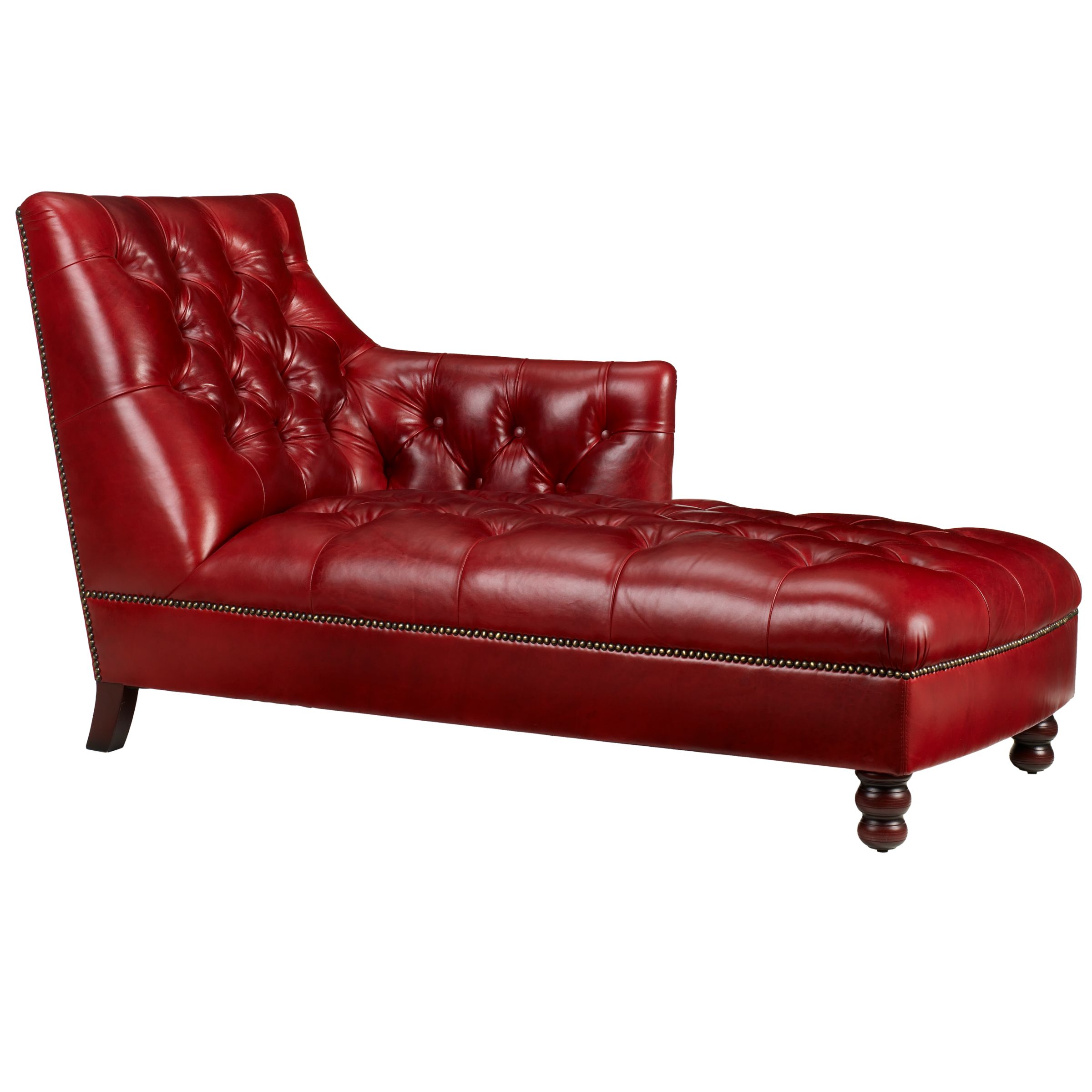 John Lewis Hamlet Leather Chaise Burgundy Right Hand Facing
