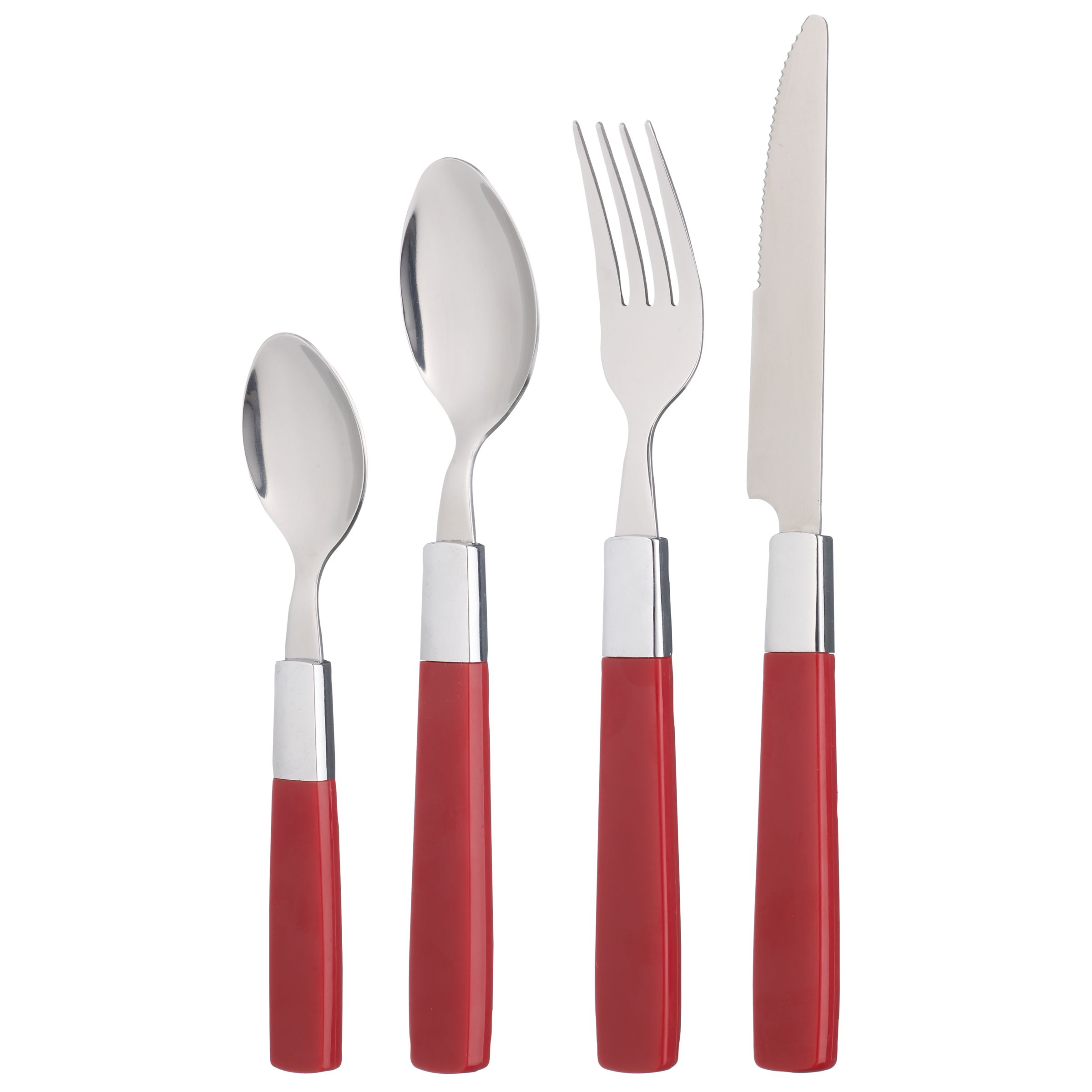 John Lewis Lido 16-Piece Cutlery Set, Red