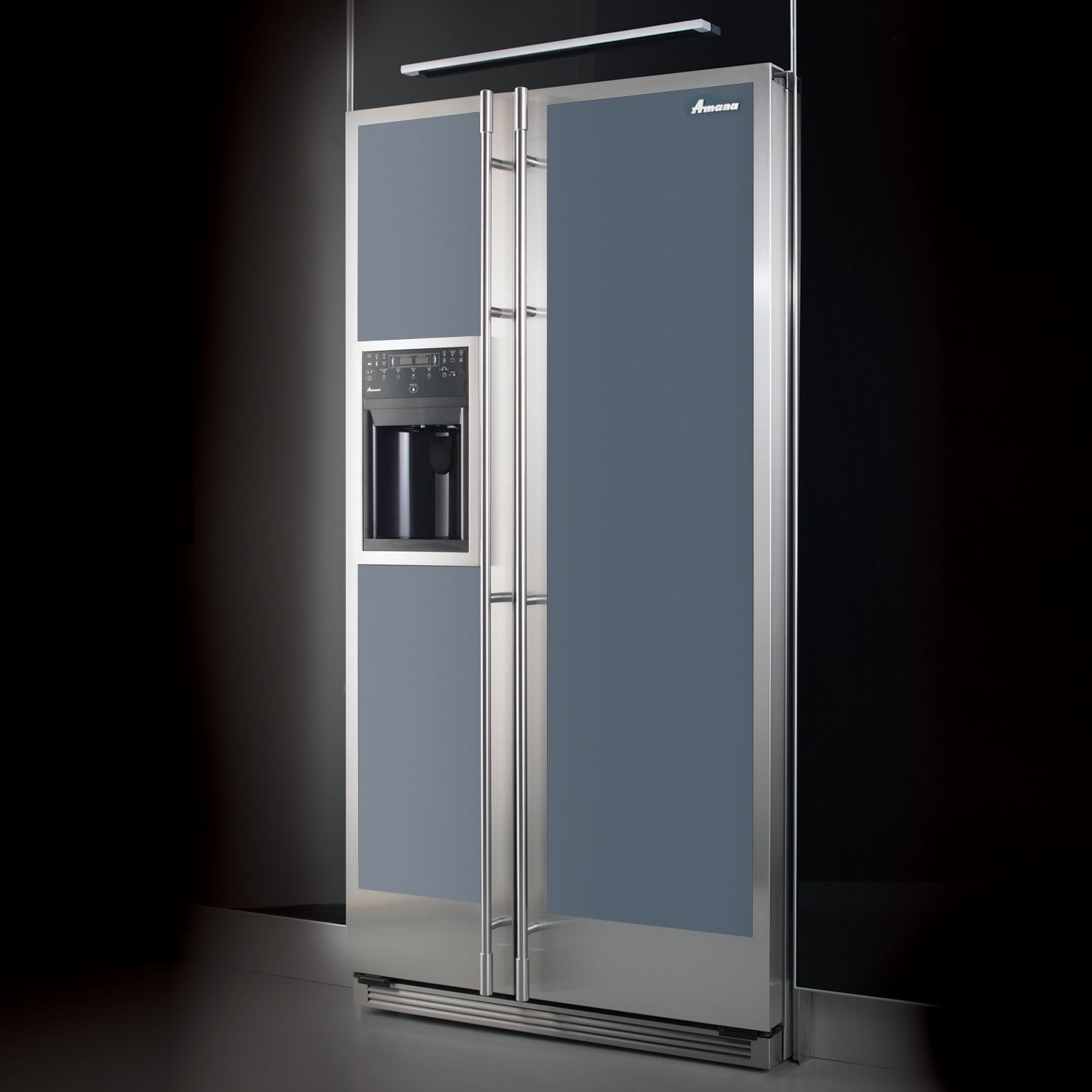 Amana Reflection 228FIRG Side-by-Side Fridge Freezer, Grey/Stainless Steel