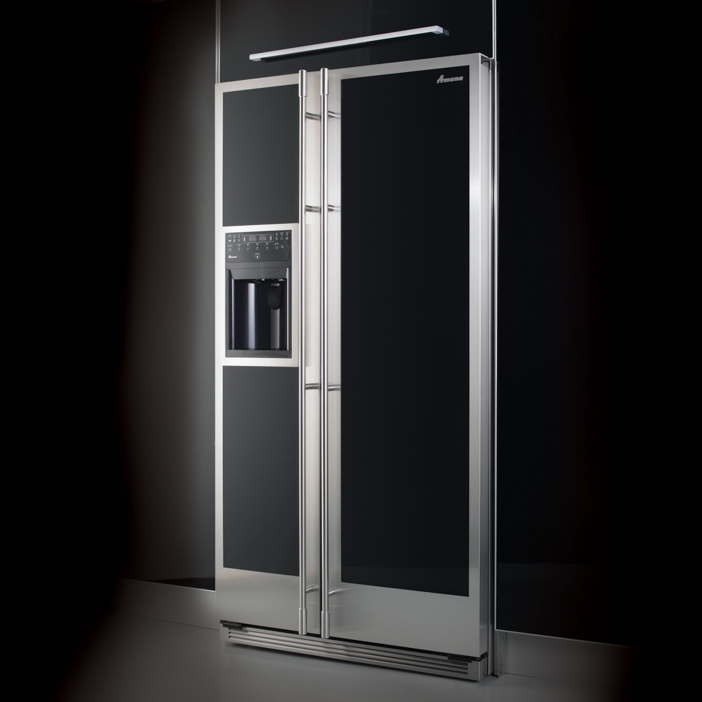 Amana Reflection 628FIRB Side-by-Side Fridge Freezer, Black/Stainless Steel Amana Reflection 628FIRB Side-by-Side Fridge Freezer, Black/Stainless Steel