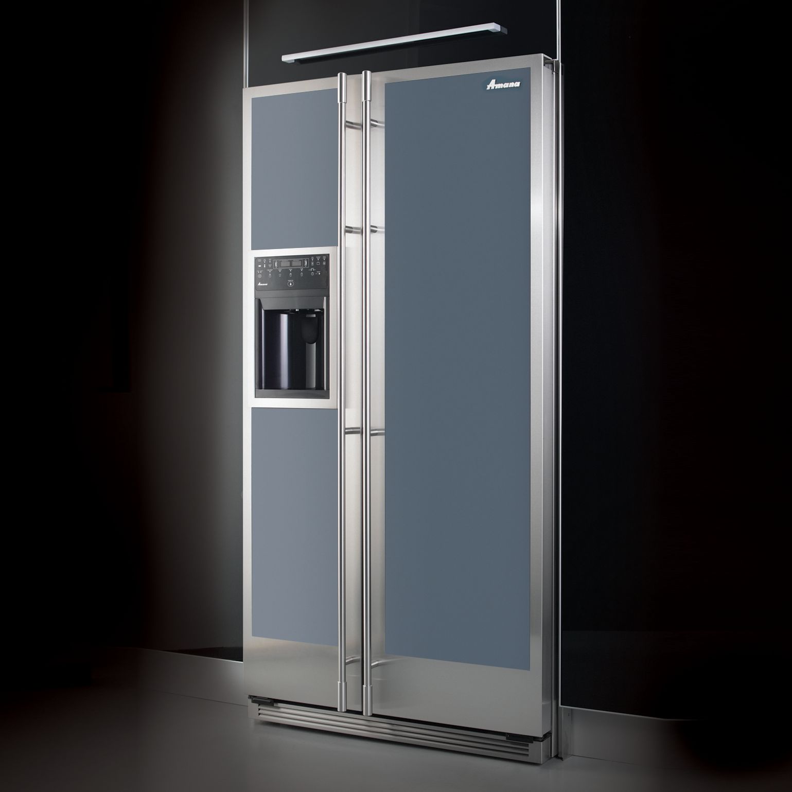 Amana Reflection 628FIRG Side-by-Side Fridge Freezer, Grey/Stainless Steel
