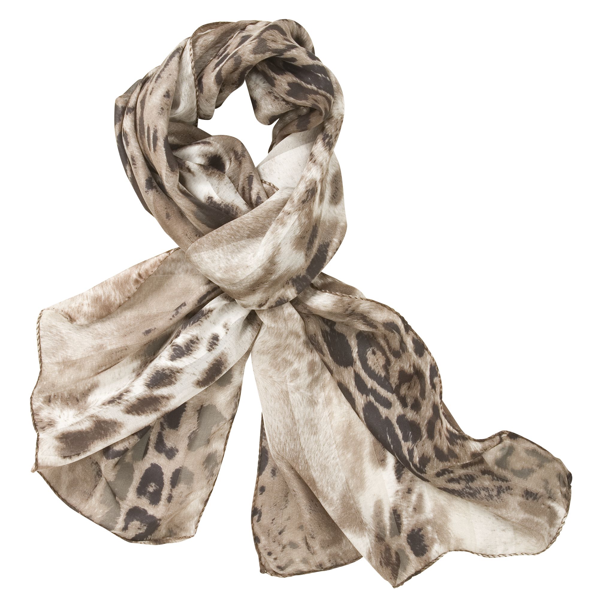 John Lewis Silk Scarf, Brown & White