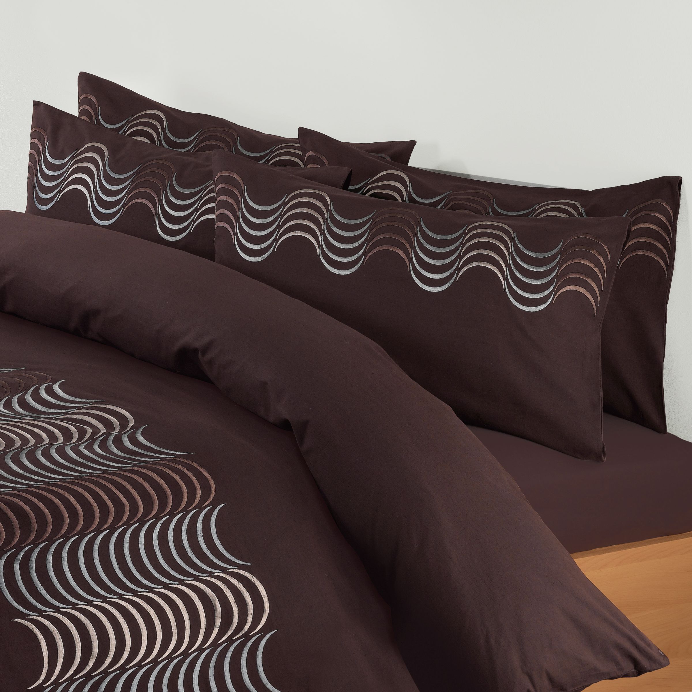 John Lewis Moons Standard Pillowcase, Chocolate