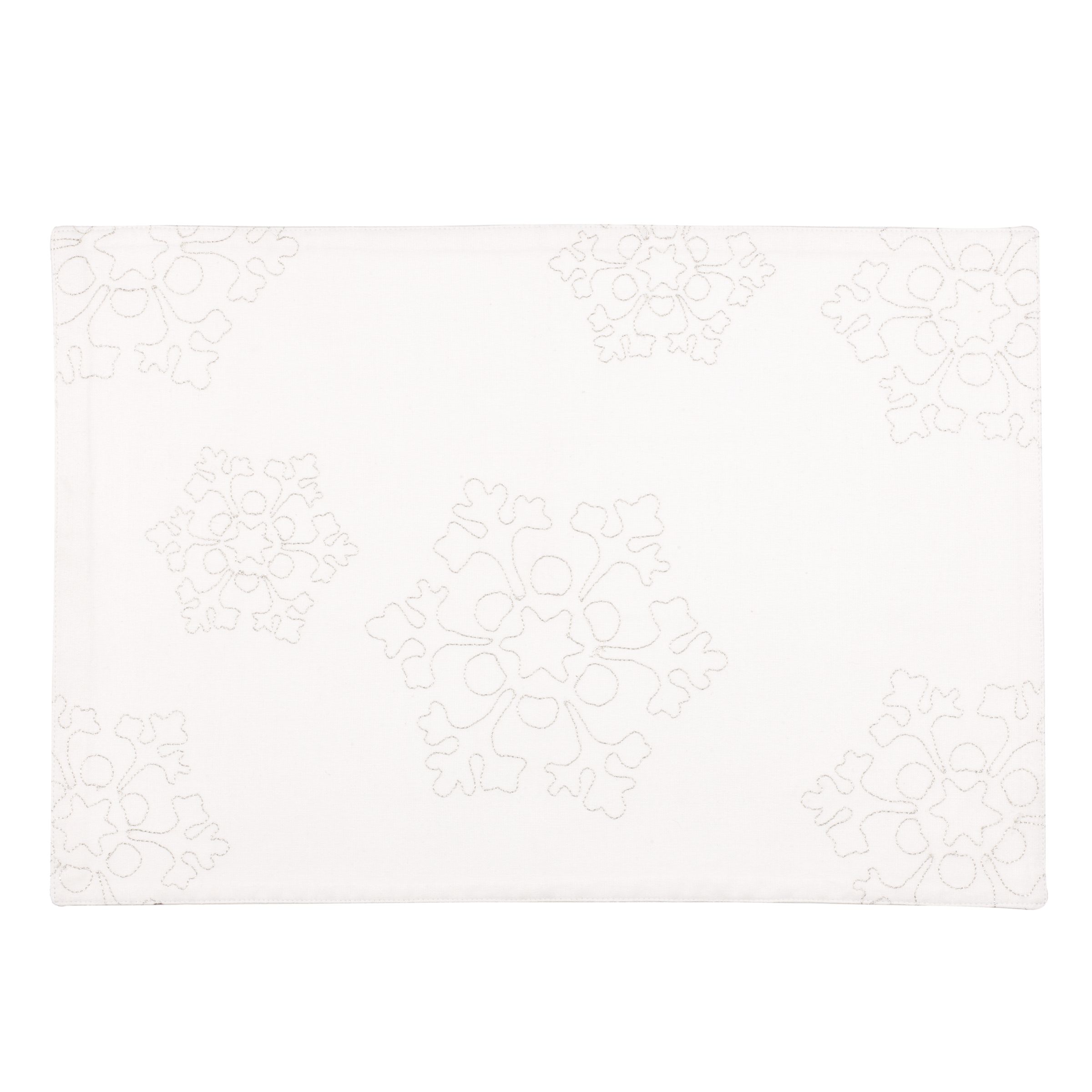John Lewis Snowflake Place Mat White Silver
