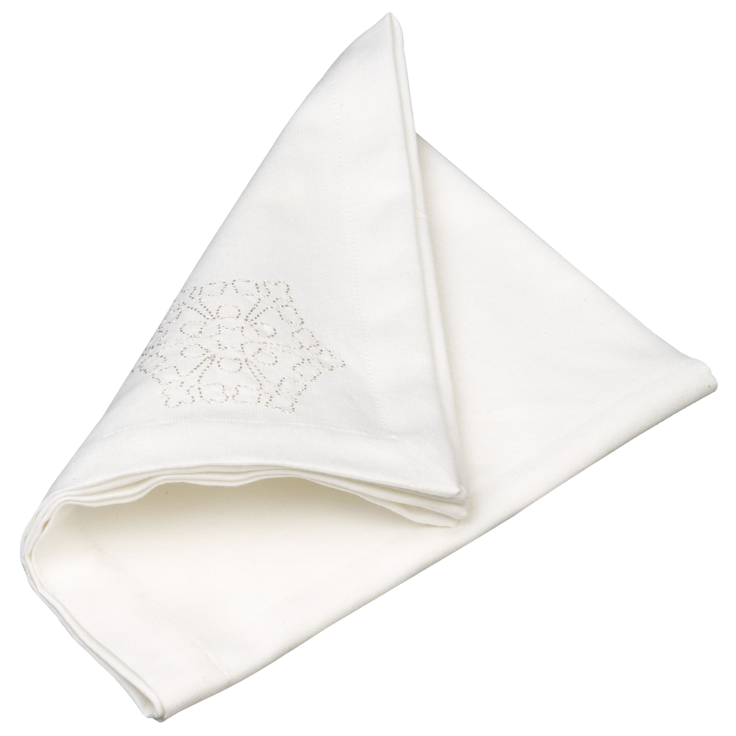 John Lewis Snowflake Napkin White Silver