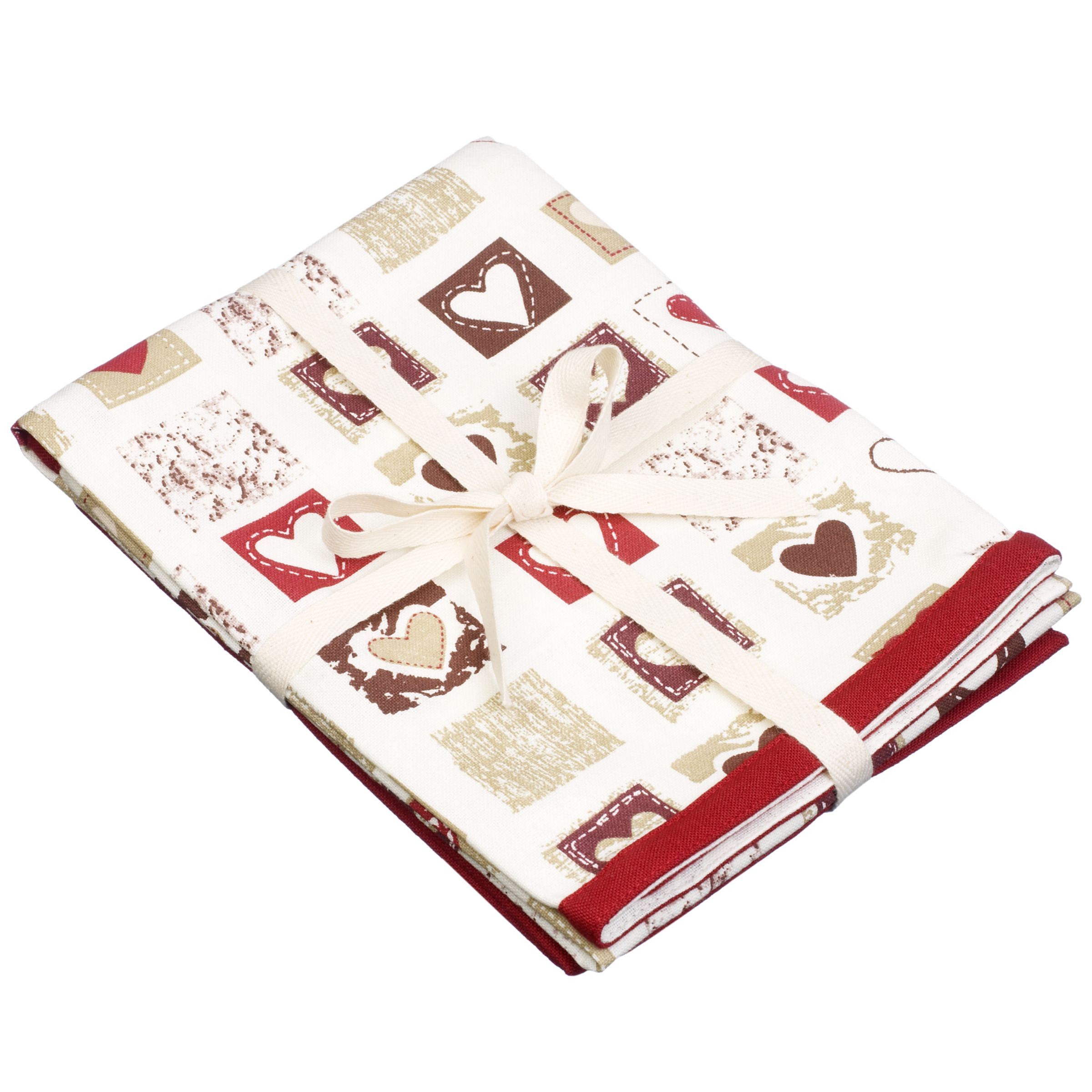 John Lewis Patchwork Heart Tea Towels Set of 2