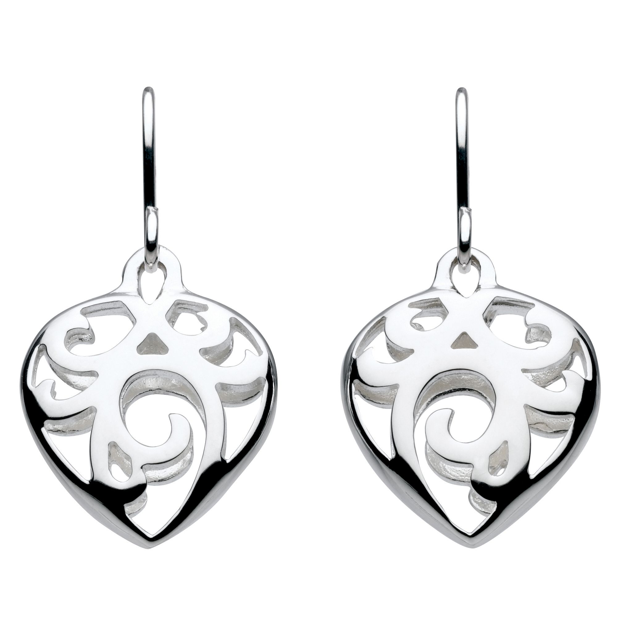 Kit Heath Ornate Silver Heart Earrings