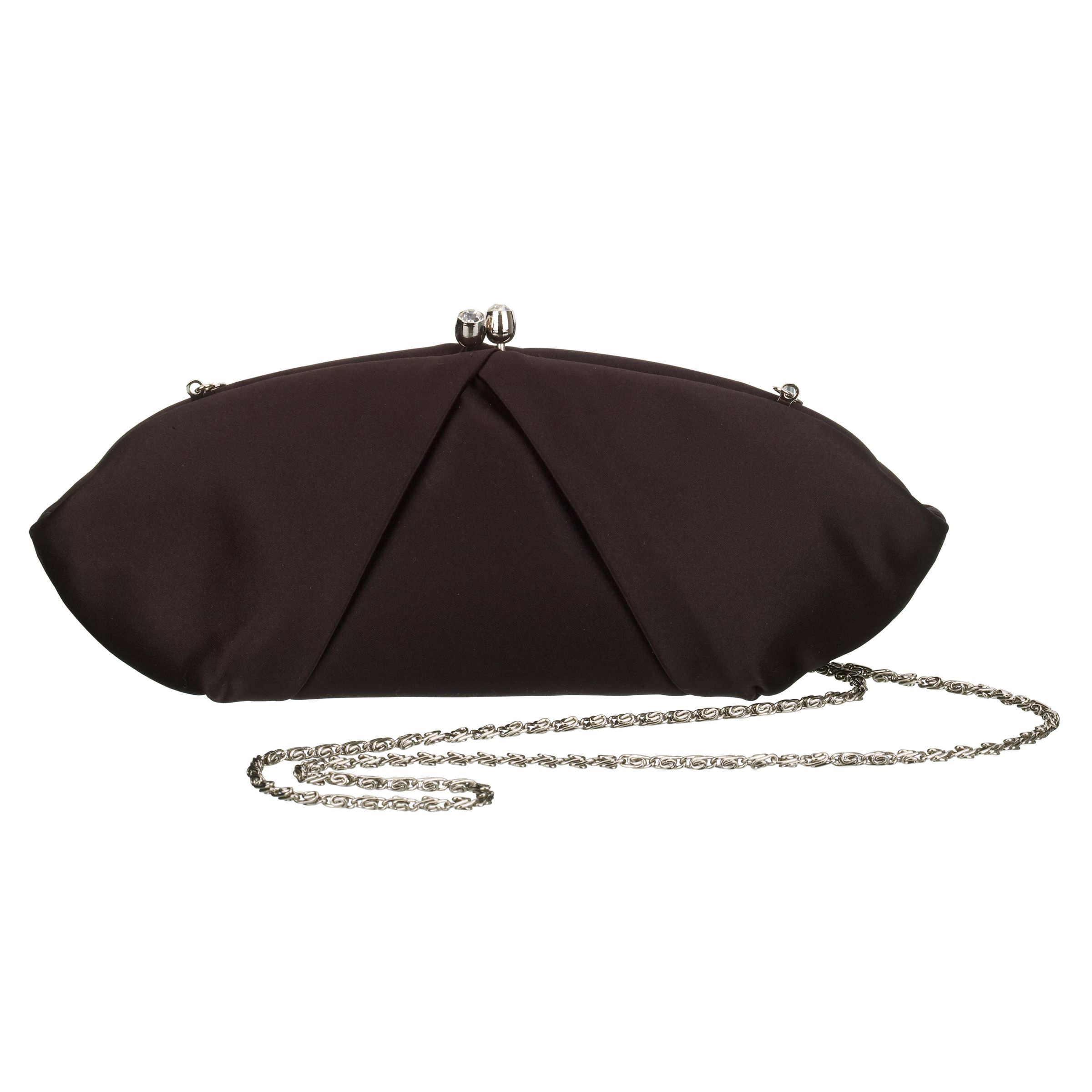 John Lewis Clip Frame Satin Clutch Bag, Black