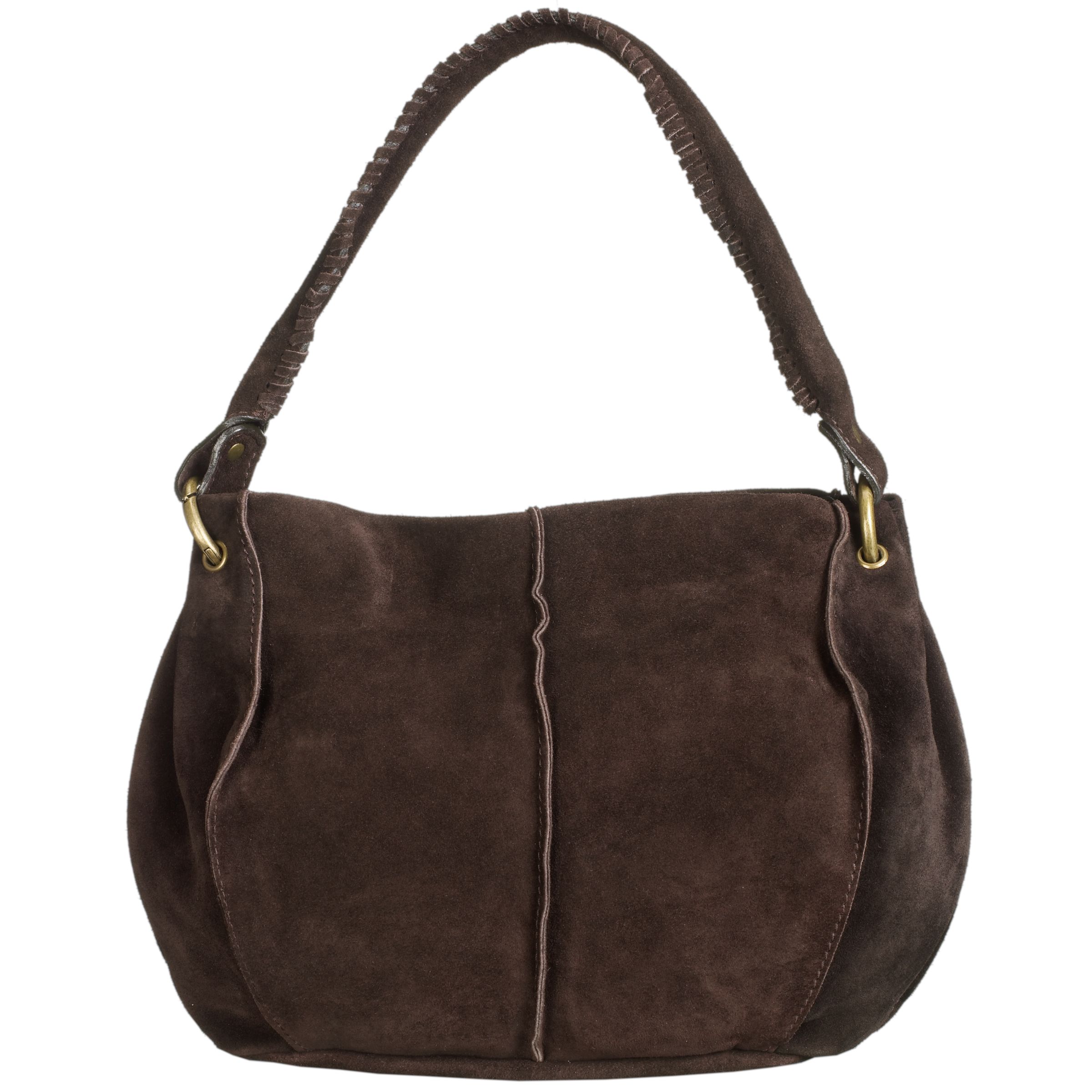 John Lewis Suede Scoop Handbag Chocolate