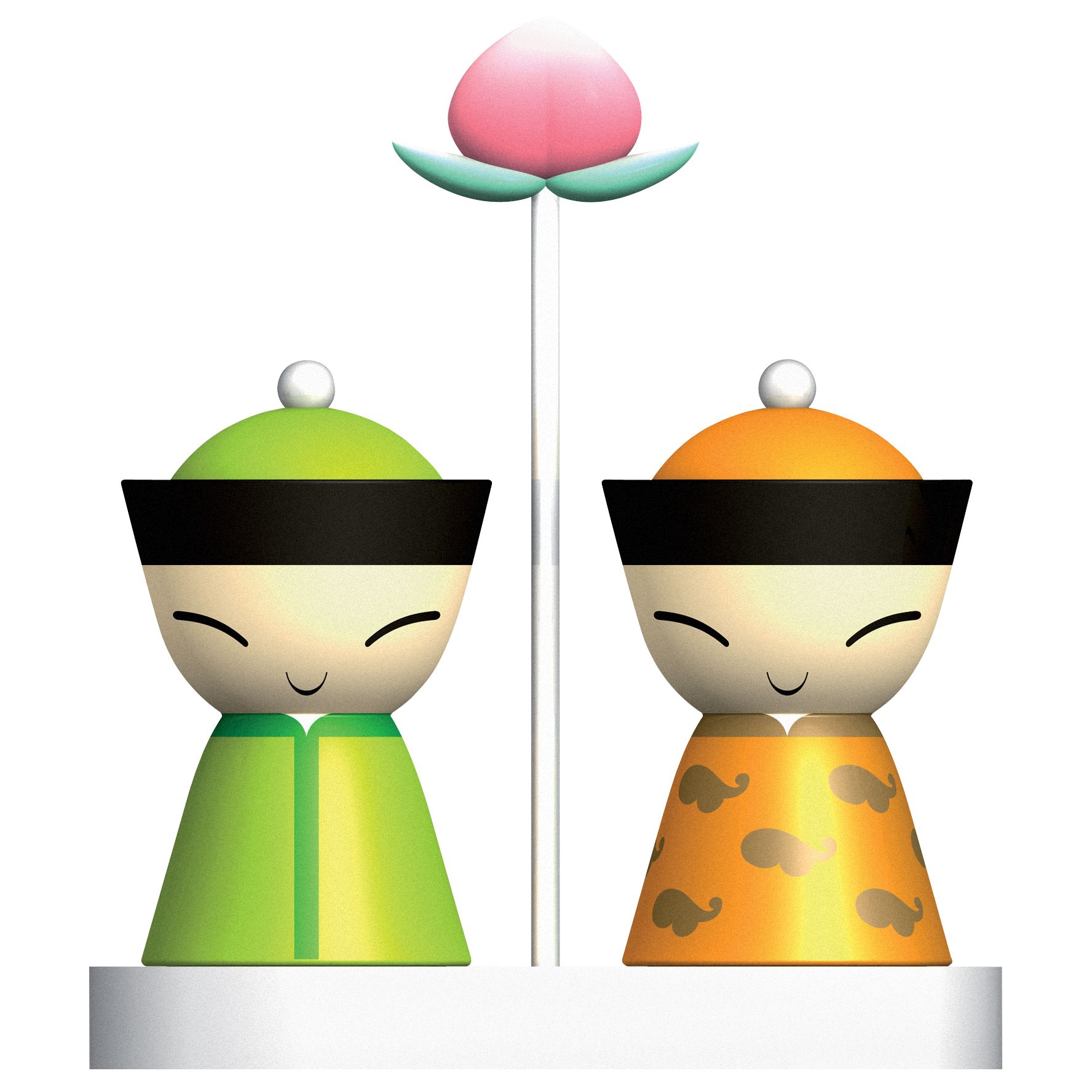Alaessi Mr and Mrs Chin Salt and Pepper Set Green Yellow