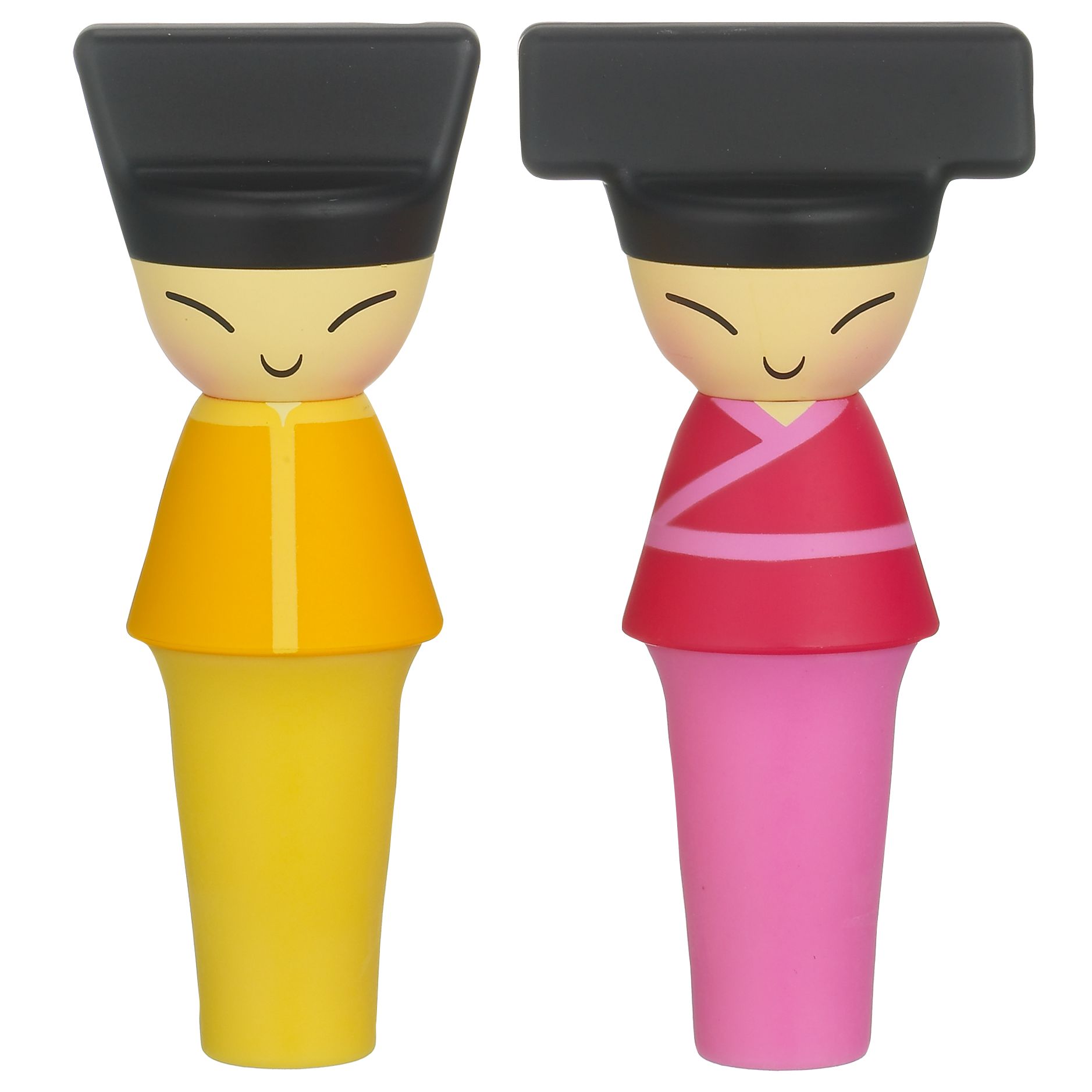 Alessi King and Queen Chin Bottle Stoppers Red Yellow