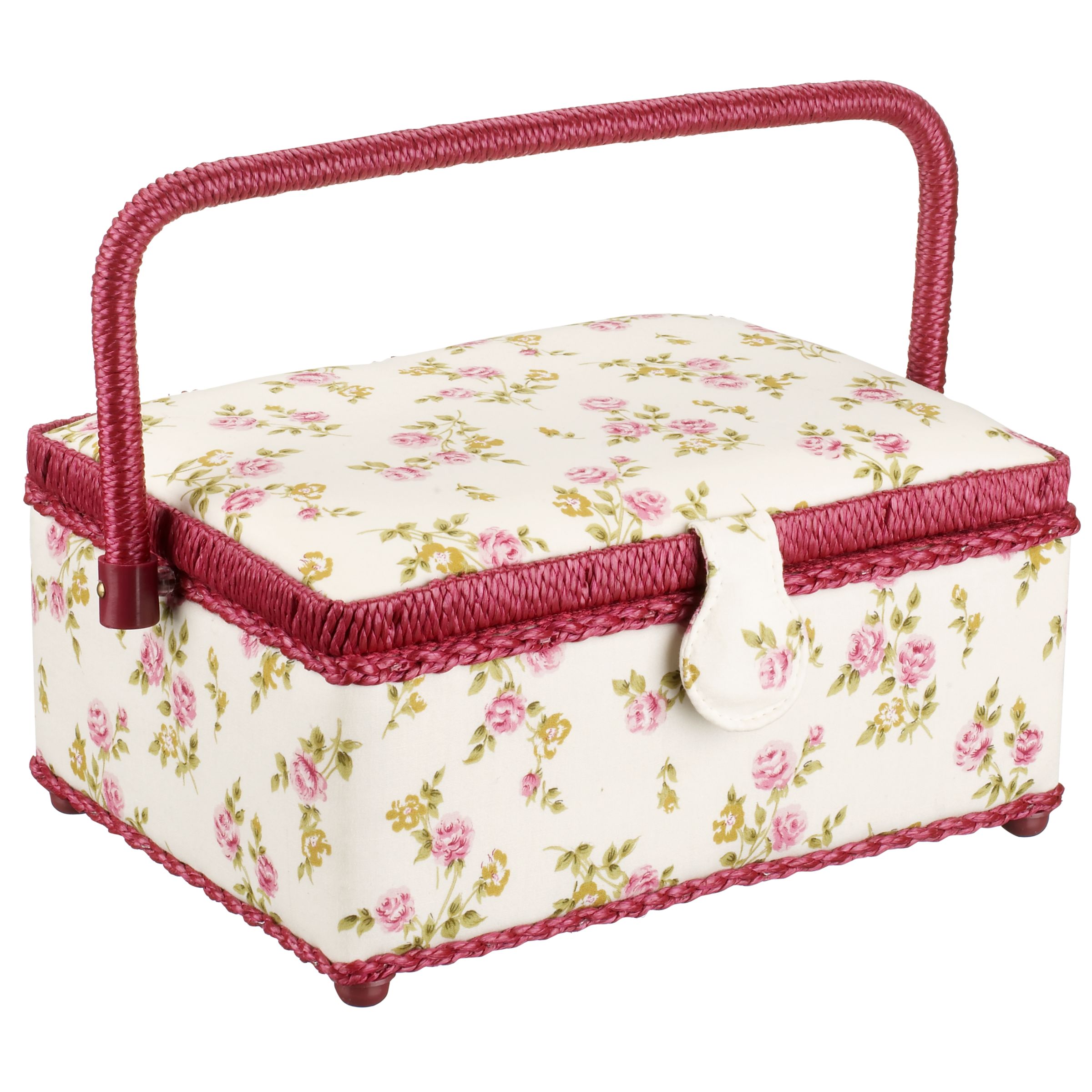 John Lewis Rose Print Sewing Basket Medium