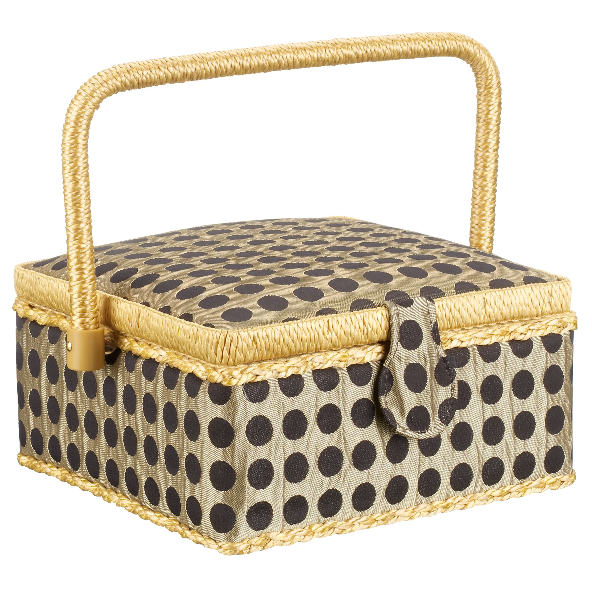 John Lewis Square Sewing Basket Black Spot