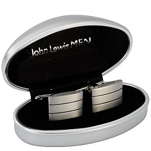 John Lewis 3 Striped Brushed Steel Cufflinks