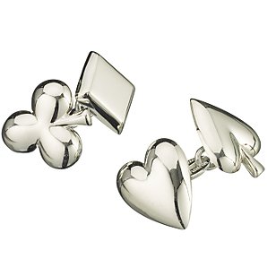 Silver Playing Card Suit Cufflinks,