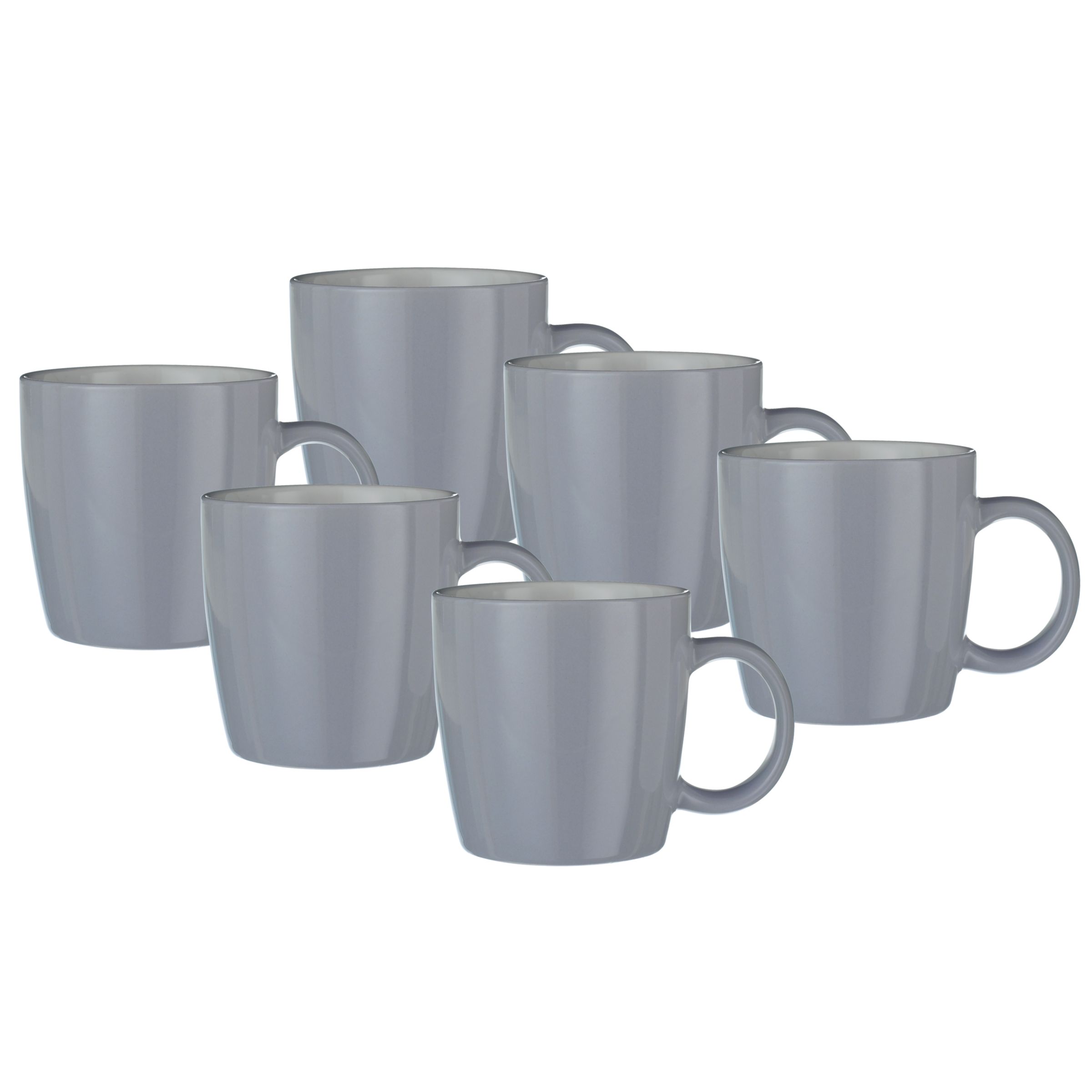 John Lewis Colour Glaze Mugs Ash Set of 6