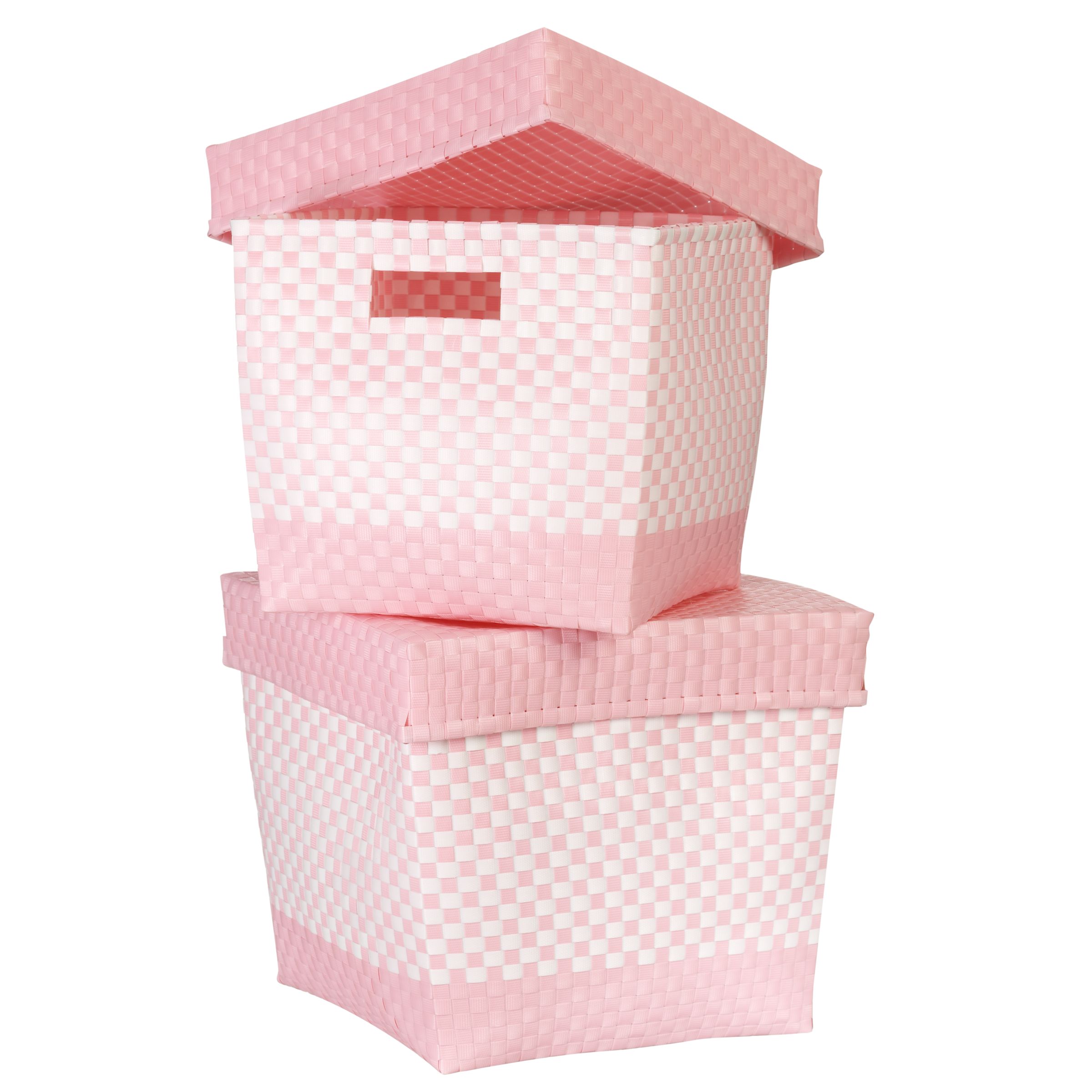 John Lewis Woven Baskets Set of 2 PinkWhite