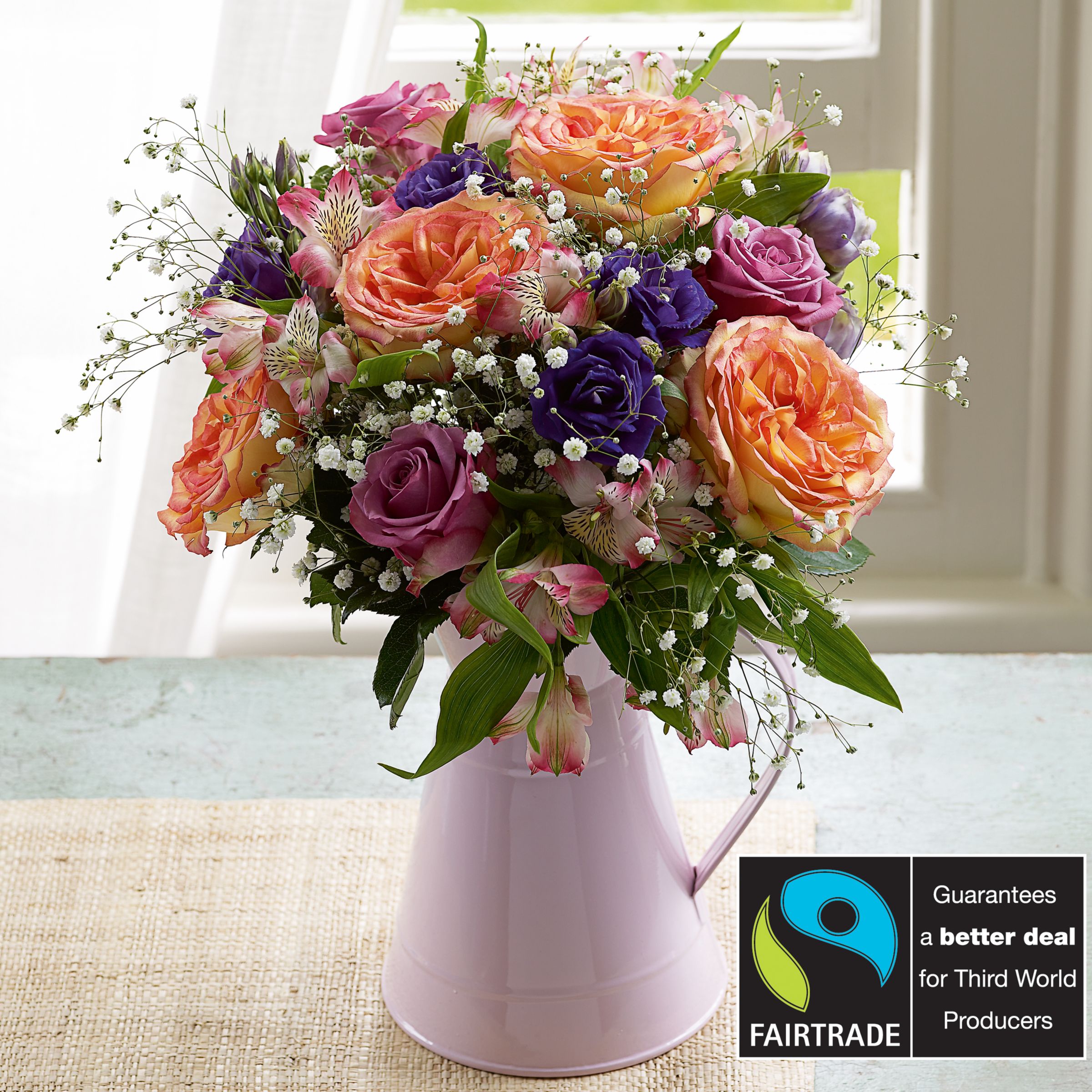John Lewis Flowers Fairtrade Peachy Pitcher