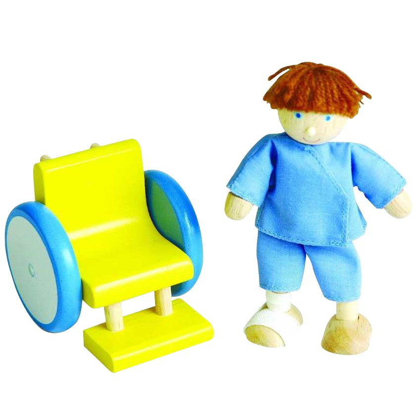 Pin Toys Patient and Wheelchair, Wood