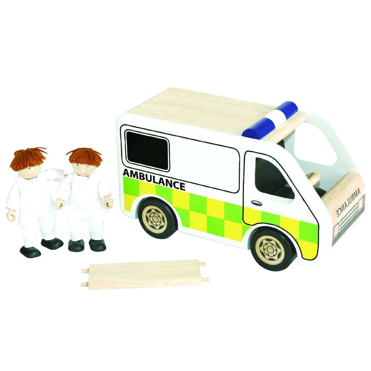 Pin Toys Ambulance, Paramedics and Stretcher, Wood