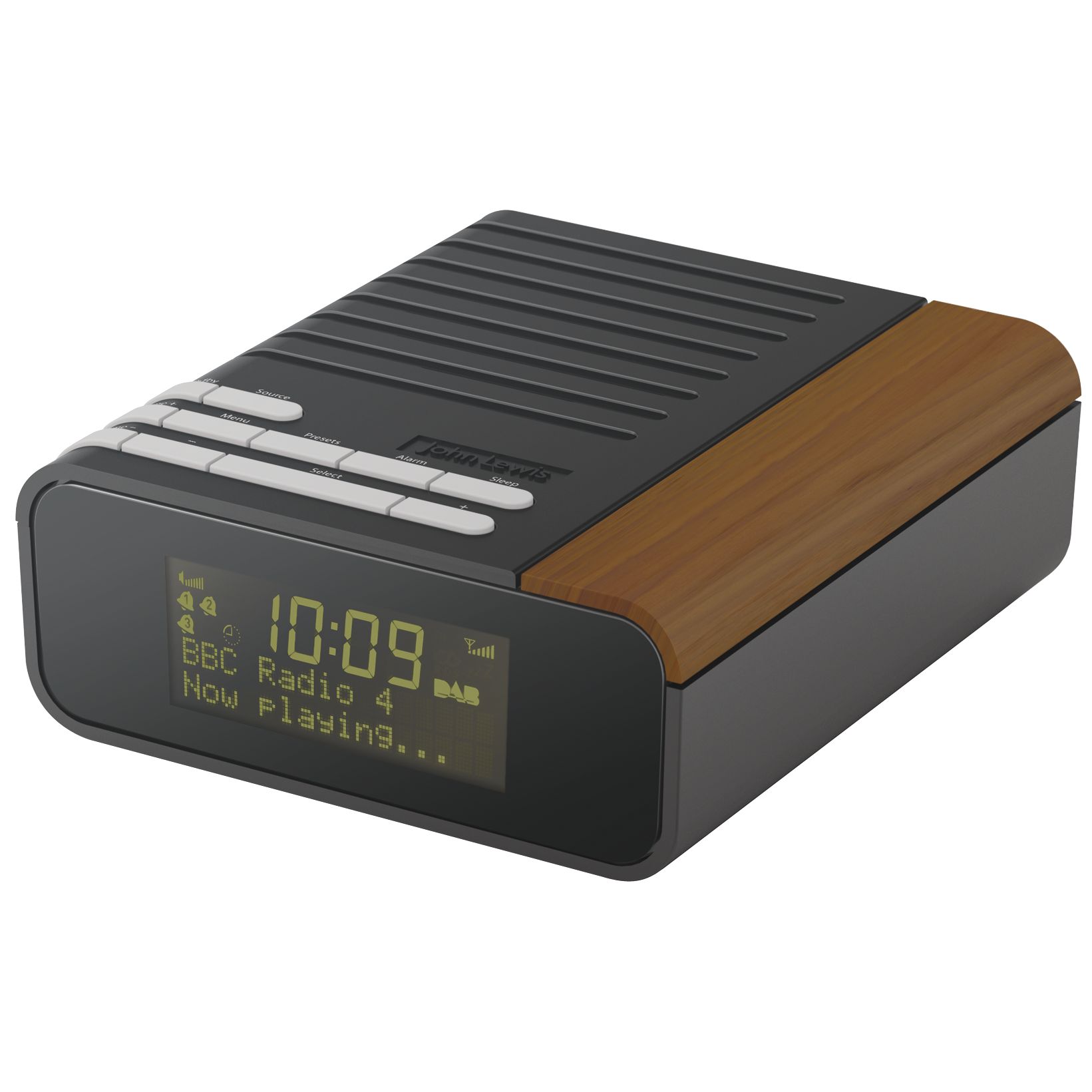John Lewis DAB Clock Radio, Black