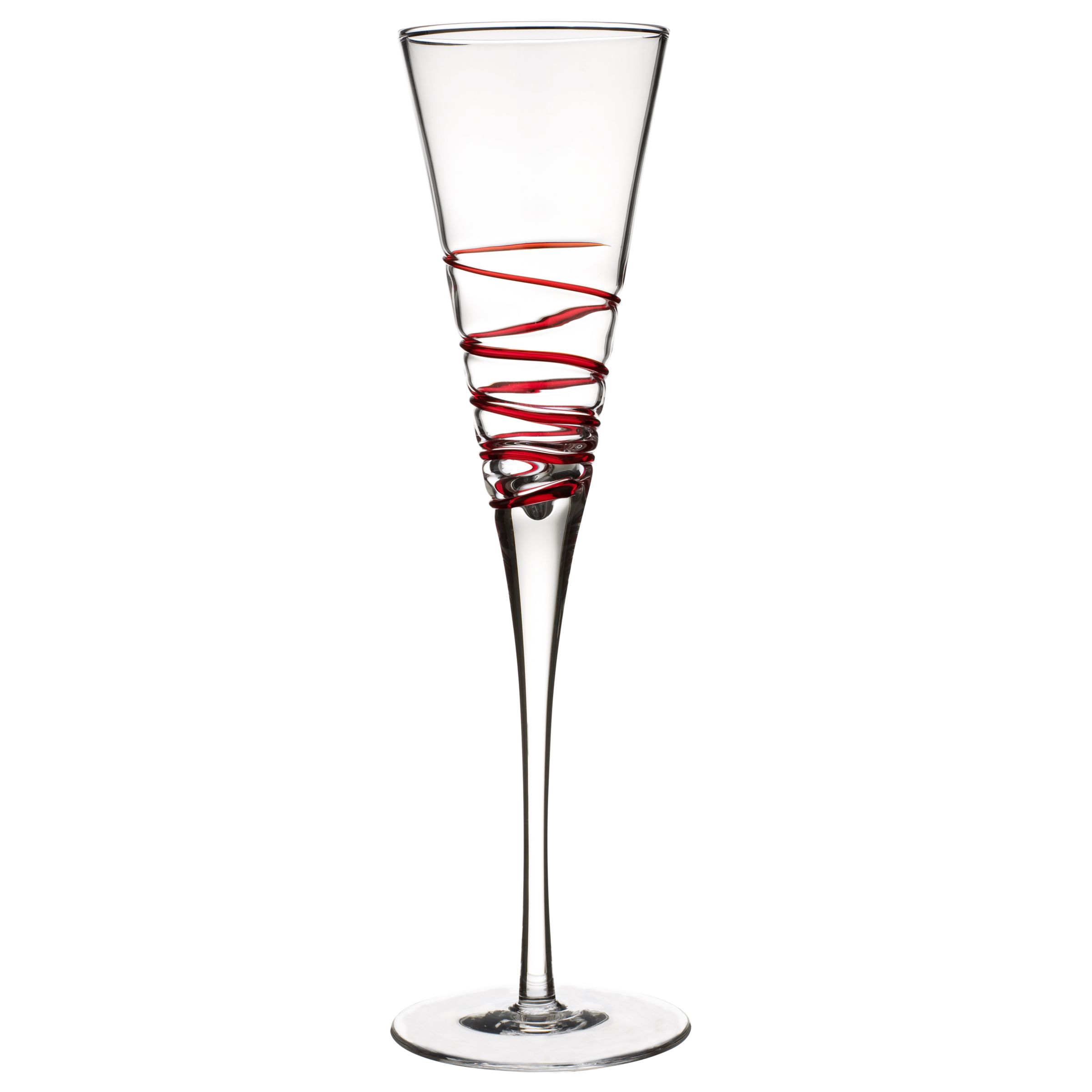 John Lewis Red Twist Champagne Flute, 17cl