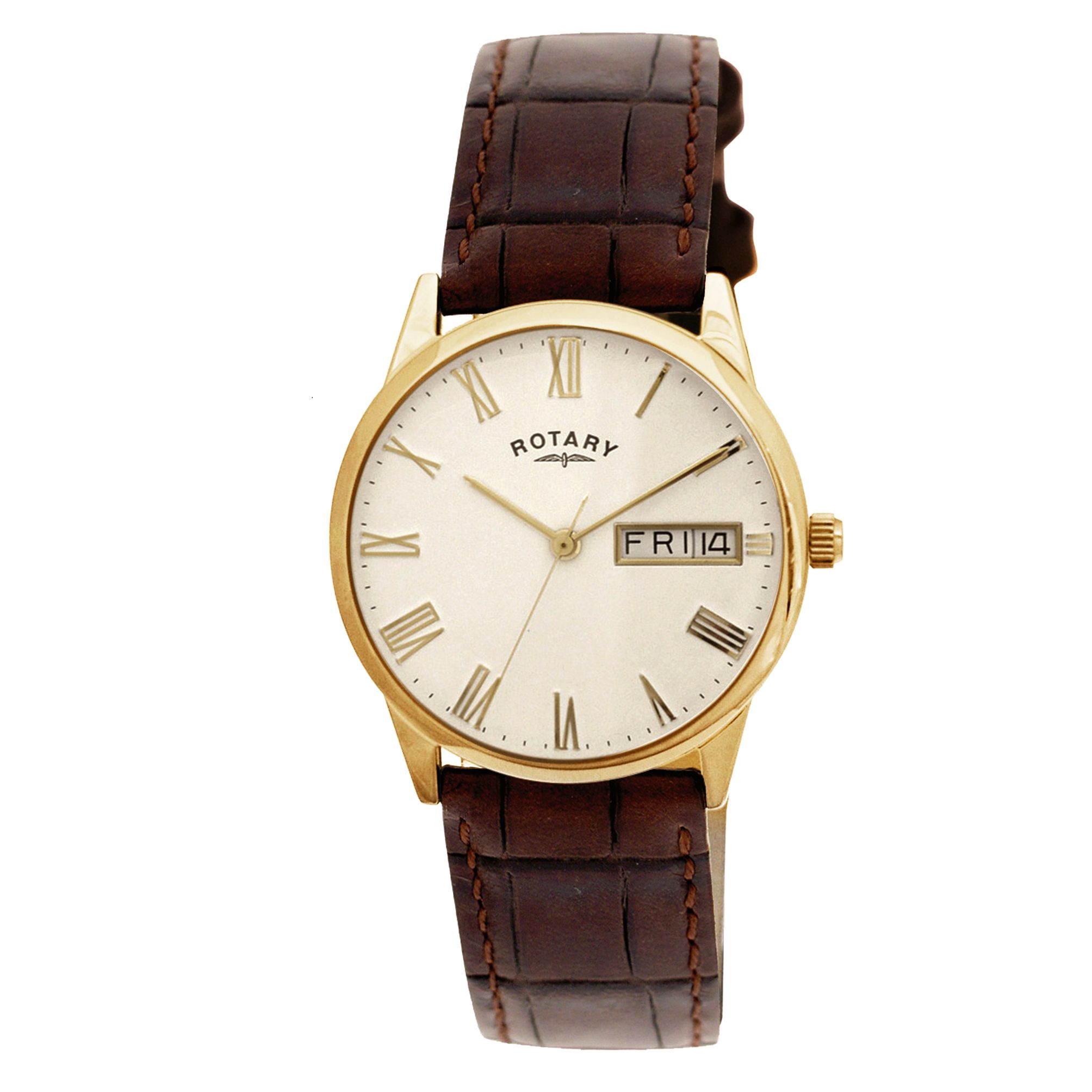 Rotary GS02324/32 Leather Watch, Dark Brown