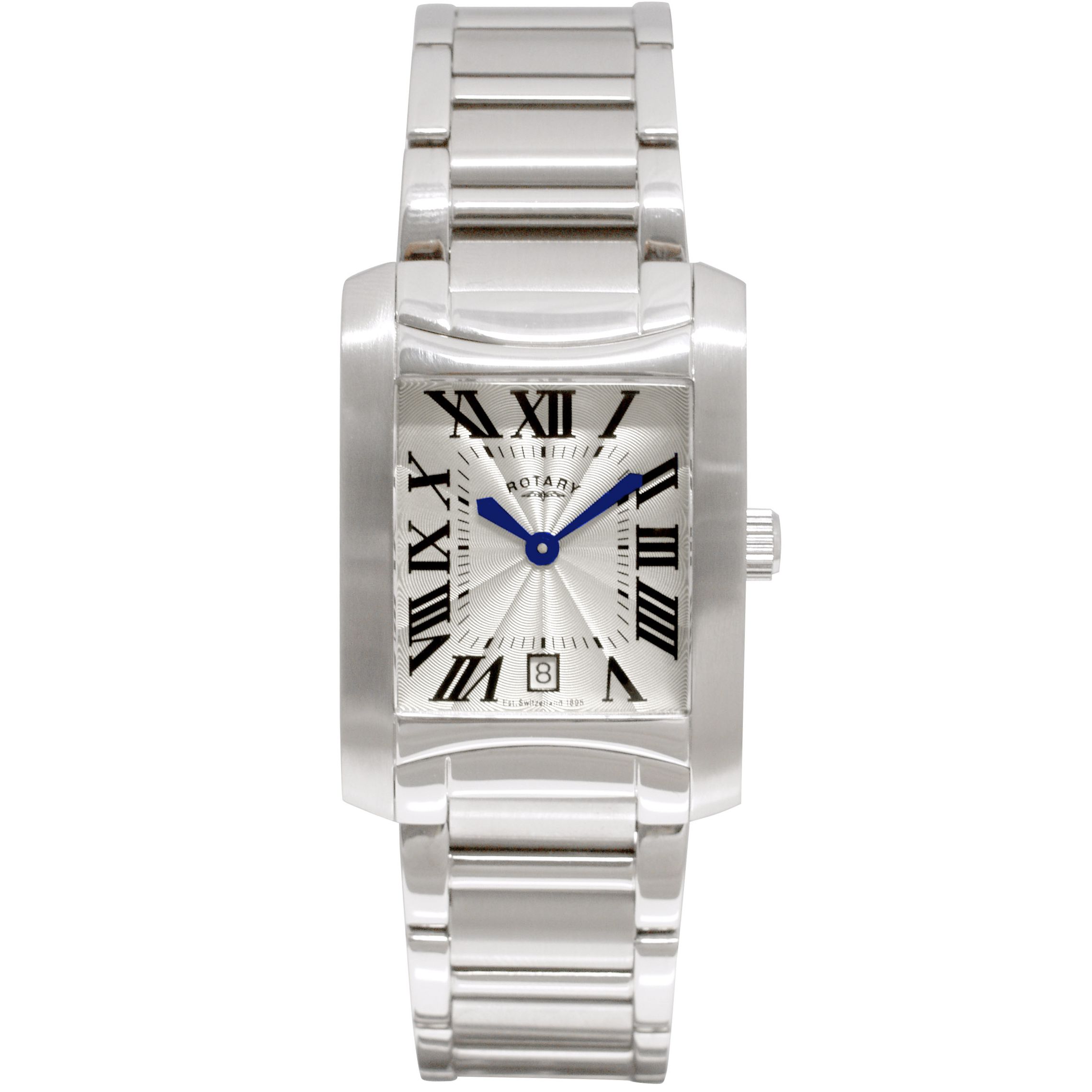 Rotary Bridgewate Gents Stainless Steel Wristwatch Silver Coloured