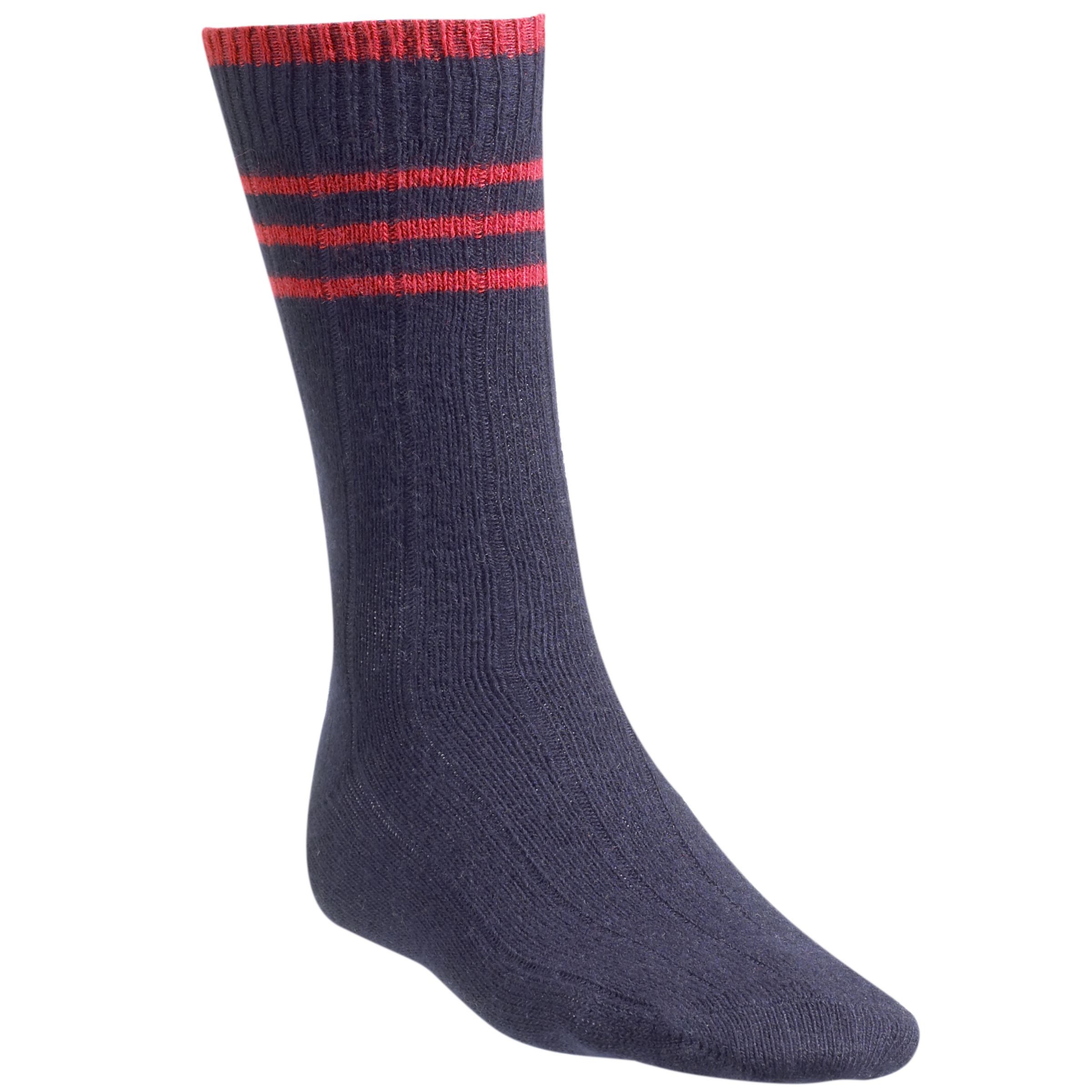 John Lewis Cashmere Blend Socks, One Size, Navy/Red