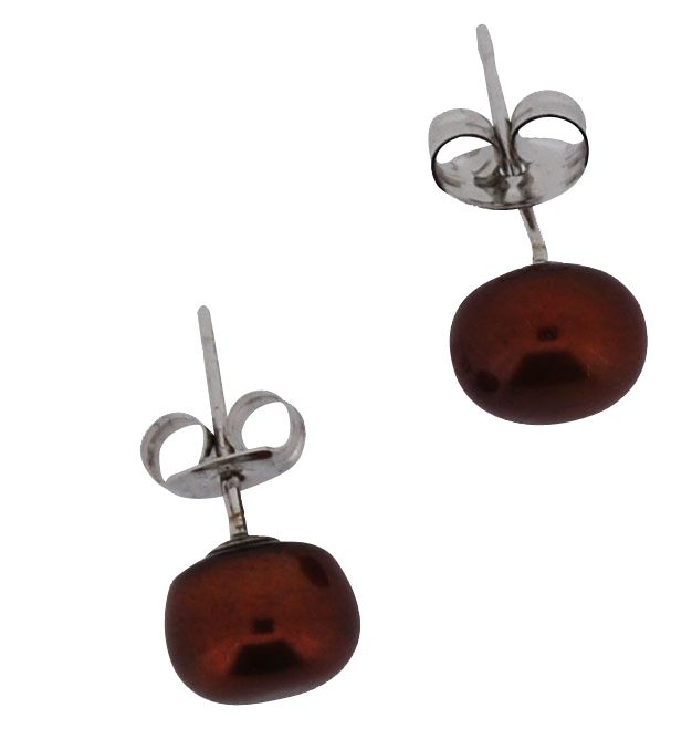 Lido Pearls Stud Earrings, Chocolate