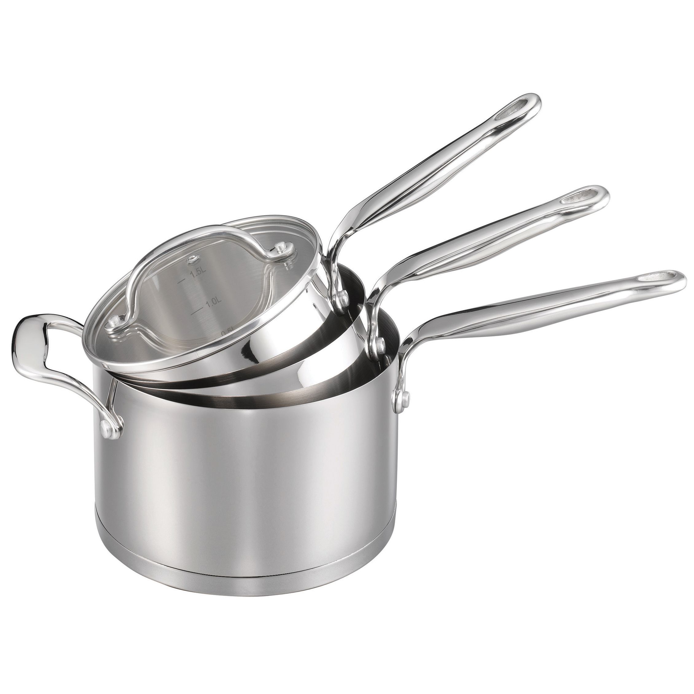 John Lewis City Saucepan Collection, 3 Piece Set