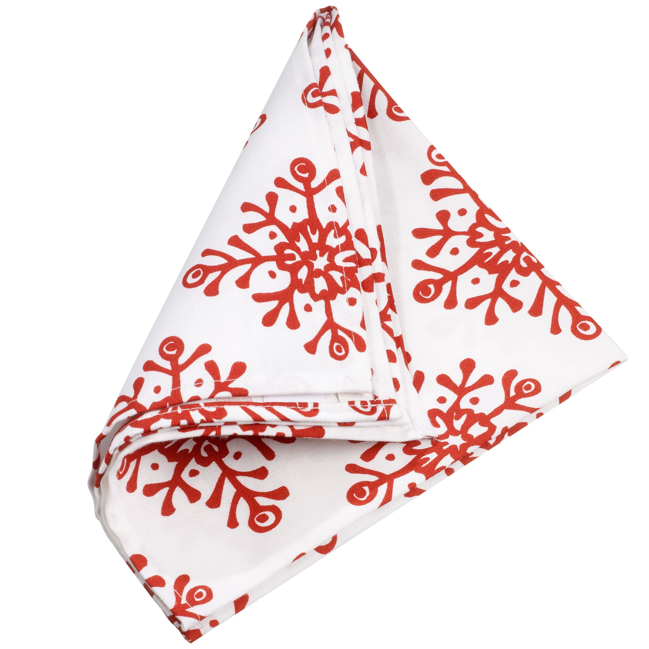 John Lewis Snowflake Napkin White Red