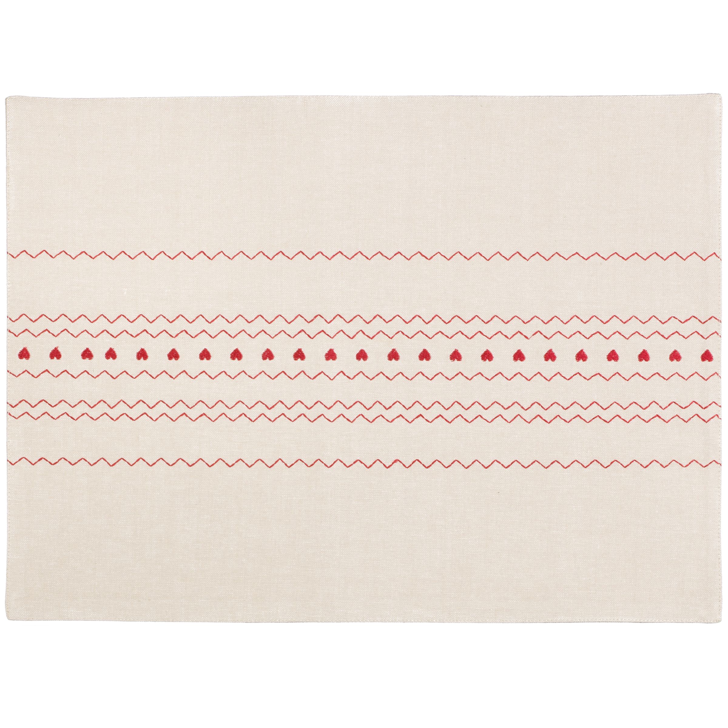 John Lewis Hearts Placemat Natural Red