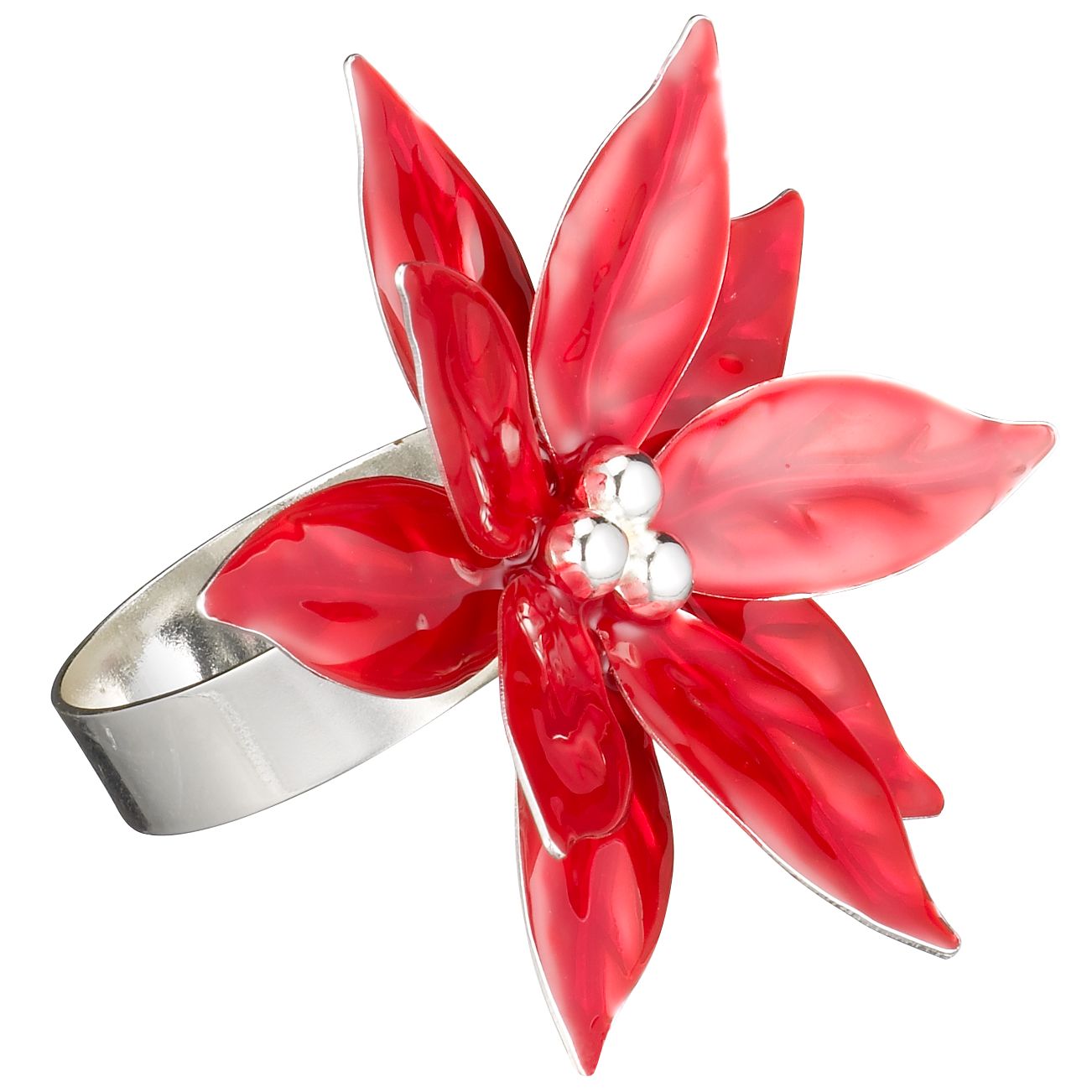 Enamel Poinsettia Napkin Ring